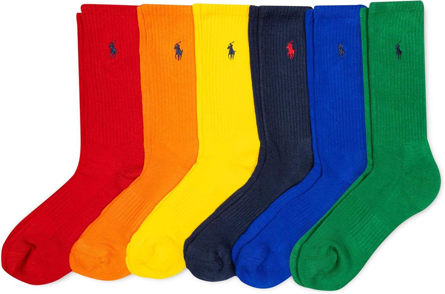 POLO RALPH LAUREN Men's Athletic Performance Cotton Crew Socks - 6 Pair Pack - Moisture Wicking Mesh
