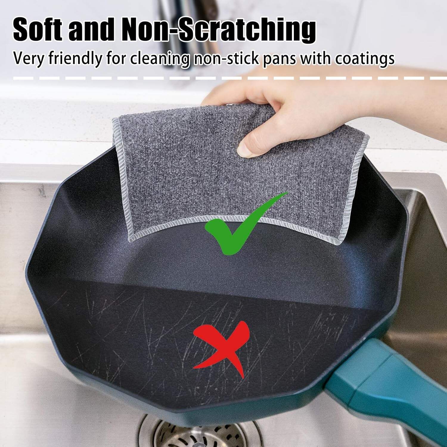Navona 12 Pcs New Upgrade Steel Wire Dishcloth,Triple-Layer Steel Wire Cleaning Cloth,Powerful Cleaning Non-Scratch Wire Dishcloth Rag for Cookware, Sinks, Dishes, Stove Tops