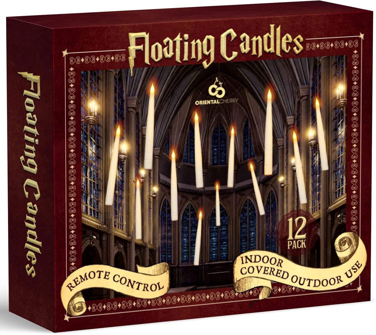 ORIENTAL CHERRY Halloween Decorations - Floating LED Candles with Remote Control -12Pcs Magic Witch Wizard Christmas Decor for Indoor Home Room Classroom Bedroom Birthday Party (with Common Remote)