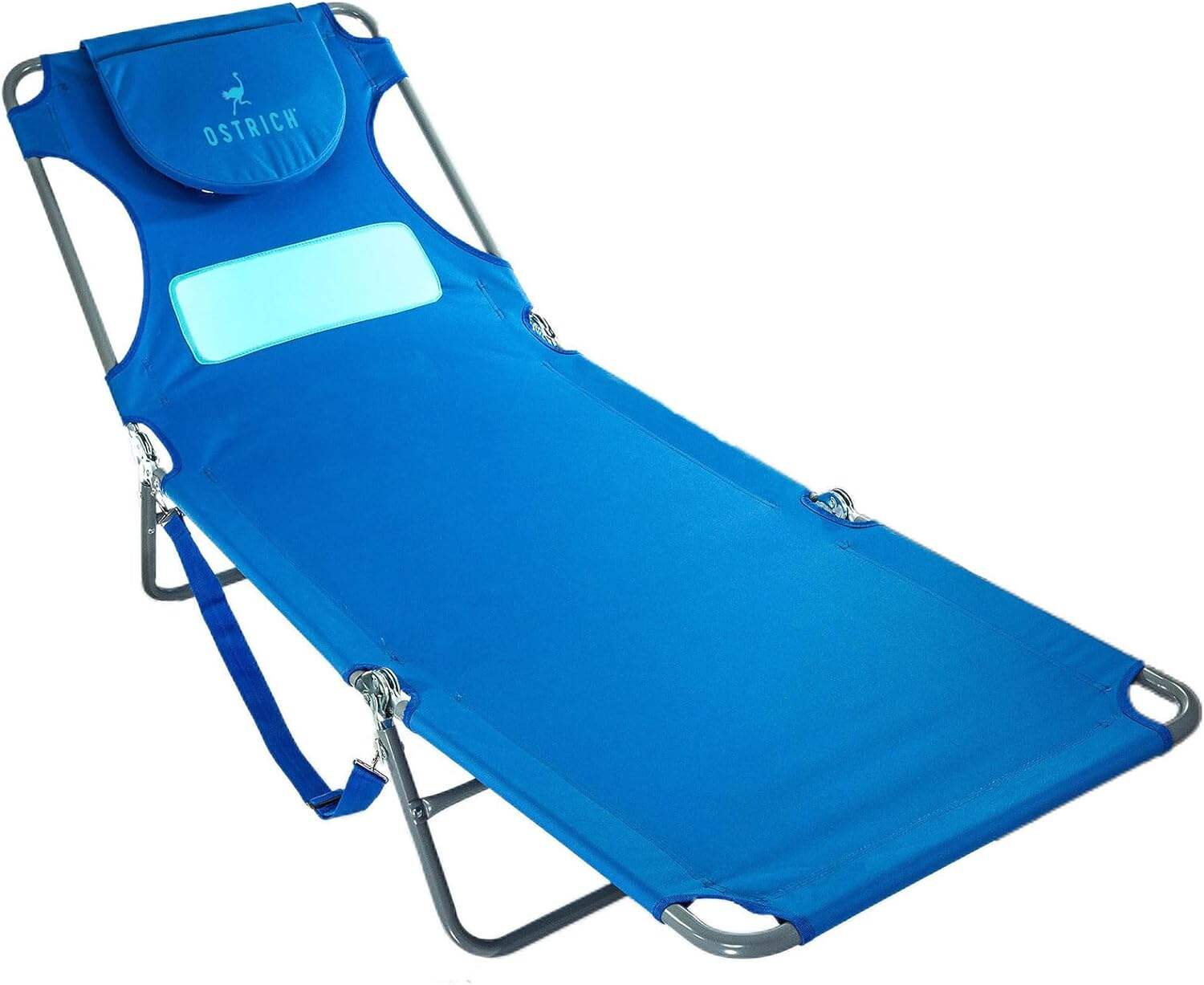Ostrich Ladies Comfort Lounger, Foldable Beach Camping Pool Tanning Chair, Aqua