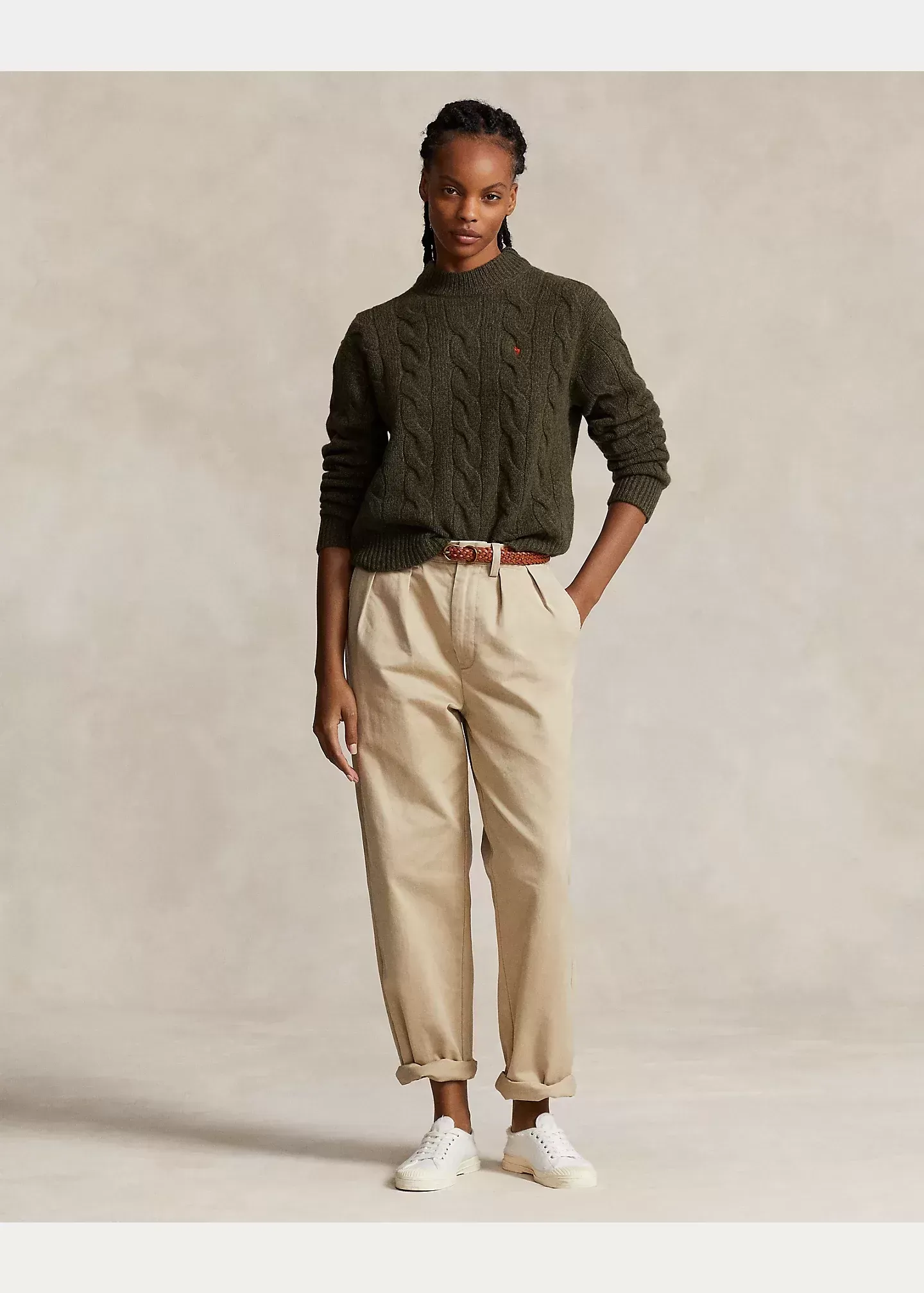 Polo Ralph Lauren Cable Wool-Cashmere Mockneck Sweater