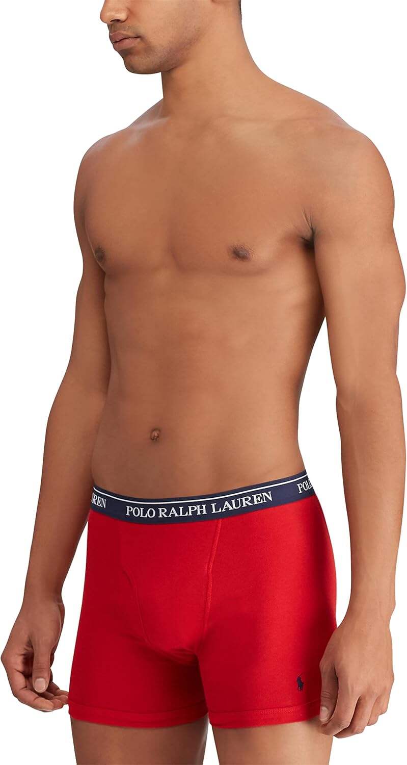 Polo Ralph Lauren Men's Classic Fit Cotton Boxer Briefs, Trunks & Long Leg Available (3 Pack)