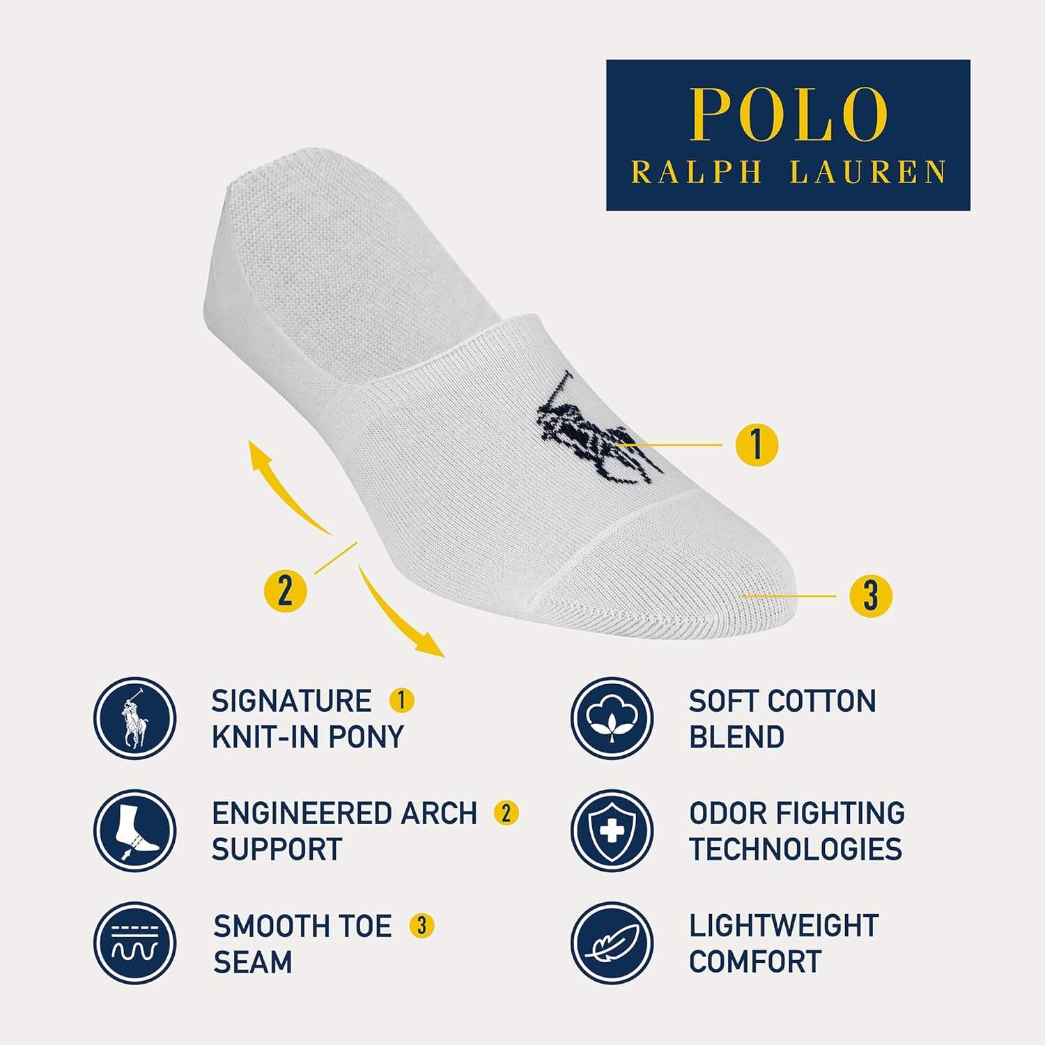 Polo Ralph Lauren Men's Light Weight Liner Socks (3 Pairs)