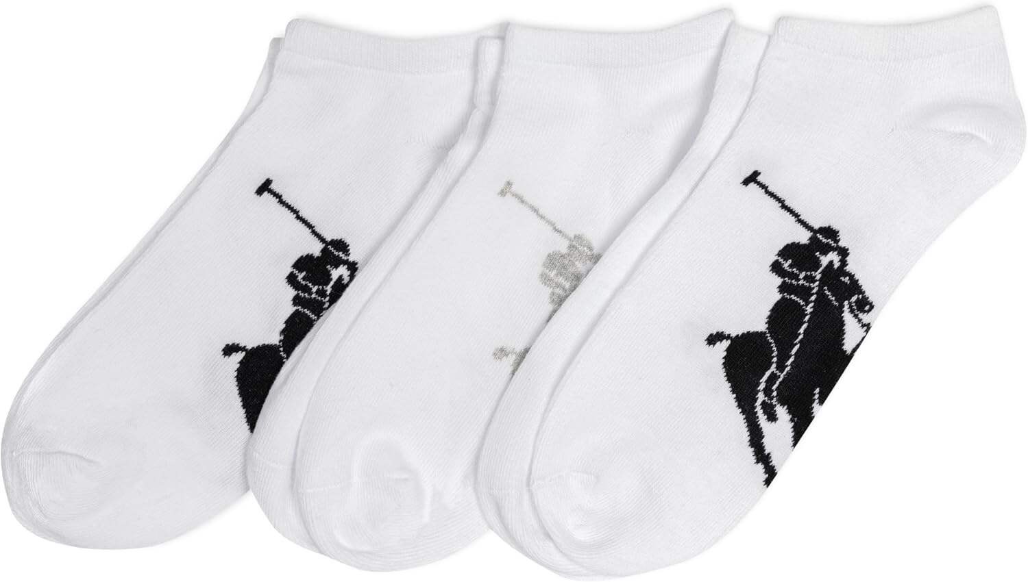 POLO RALPH LAUREN Classic Sport Big Pony Low Cut Socks - 3 Pair Pack - Soft and Lightweight Cotton Comfort
