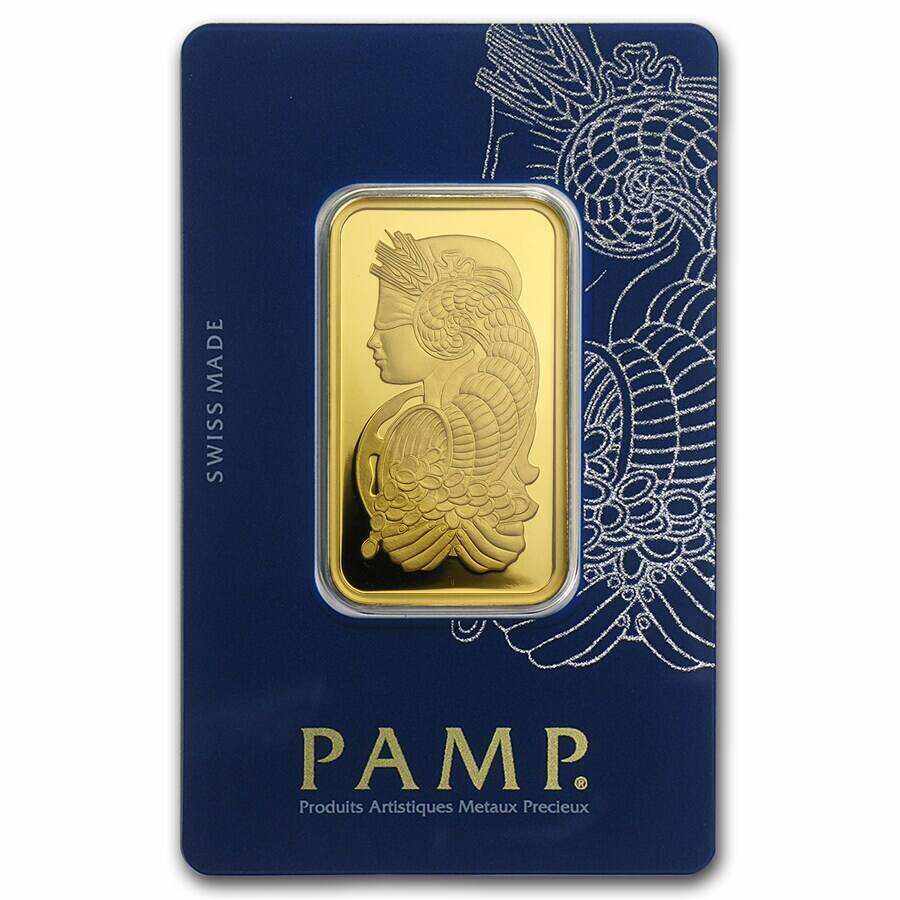 1 oz Gold Bar PAMP Suisse Lady Fortuna Veriscan .9999 Fine (In Assay)