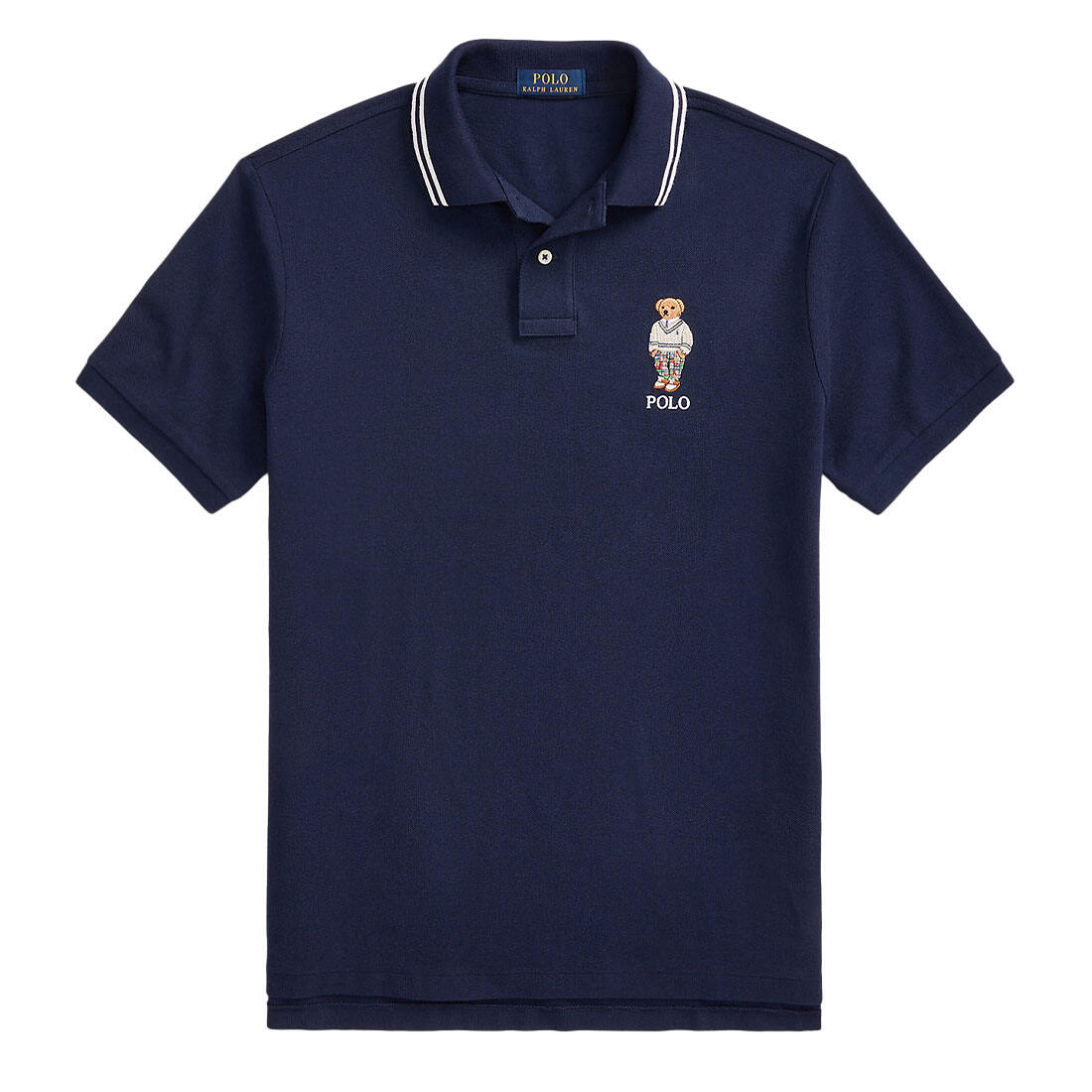 Ralph Lauren Custom Slim Polo Bear Mesh Polo Shirt Cruise Navy