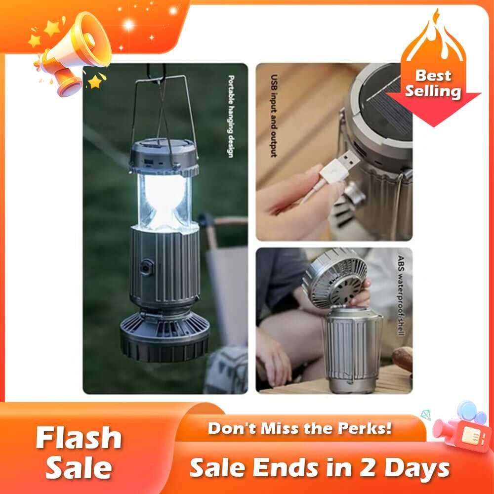 🔥5-In-1 Portable LED Camping Lantern With Fan
