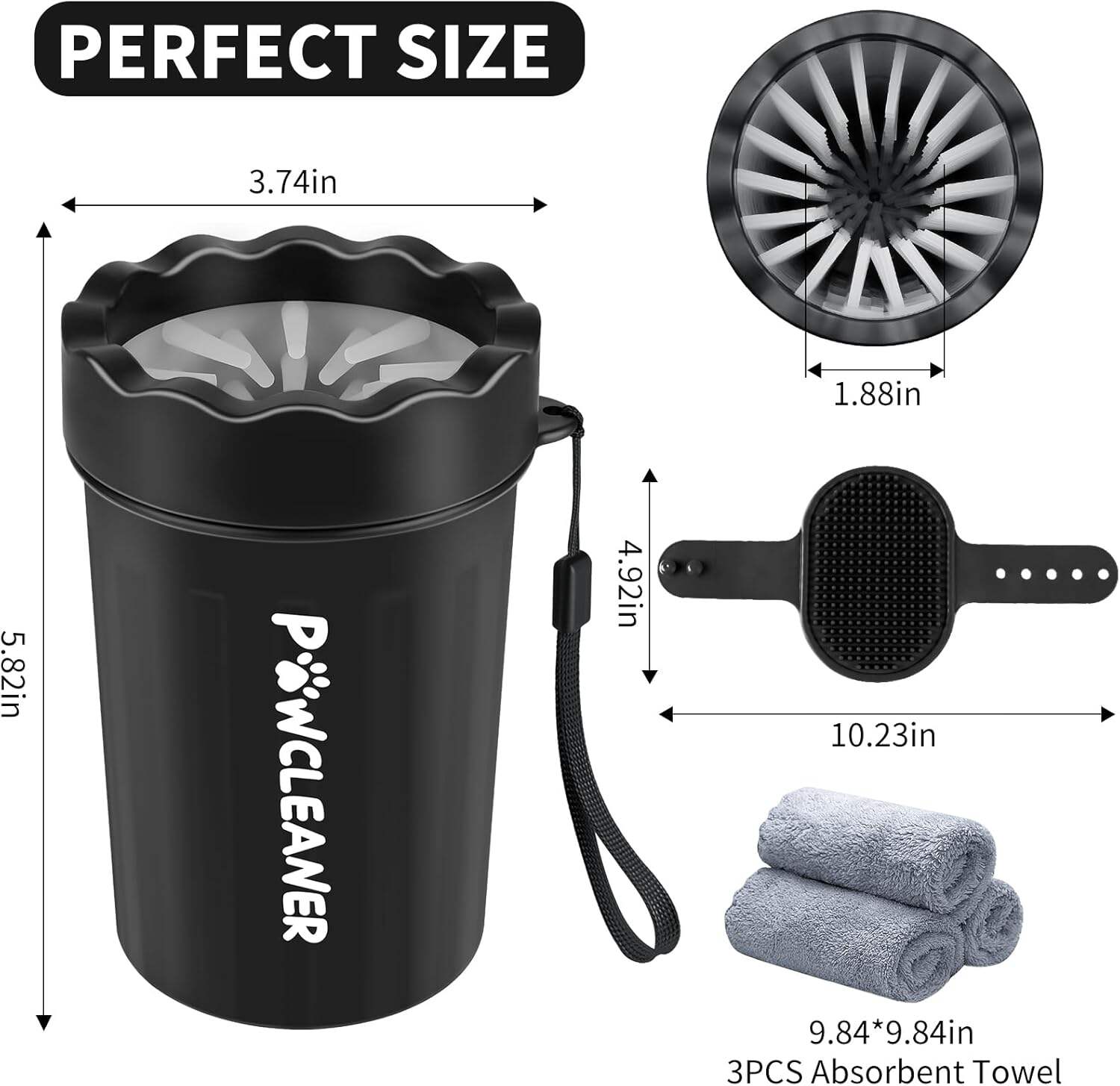 Dog Paw Cleaner, Dog Paw Washer, Paw Muddy Paw Cleaner, Pet Foot Cleaner for Small Medium Large Breed Dogs/Cats (with 3 absorbent towel)