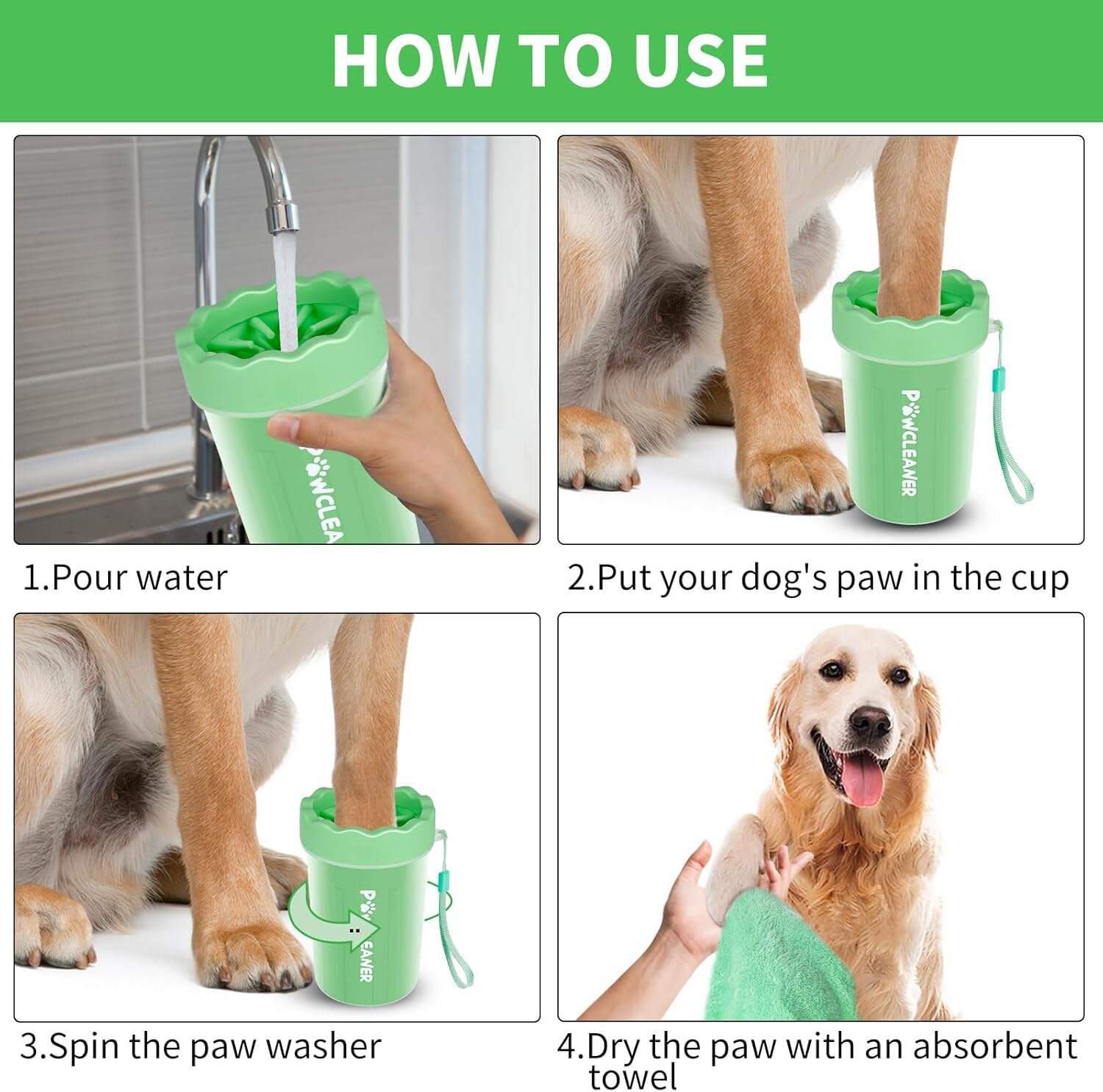 Dog Paw Cleaner, Dog Paw Washer, Paw Muddy Paw Cleaner, Pet Foot Cleaner for Small Medium Large Breed Dogs/Cats (with 3 absorbent towel)