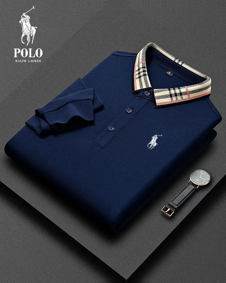 Ralph Lauren Men's plaid collar long sleeve casual fashion polo shirt