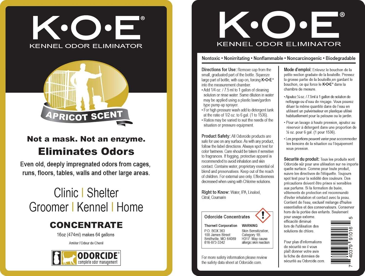 K.O.E Kennel Odor Eliminator Fresh Scent Concentrate 16 oz