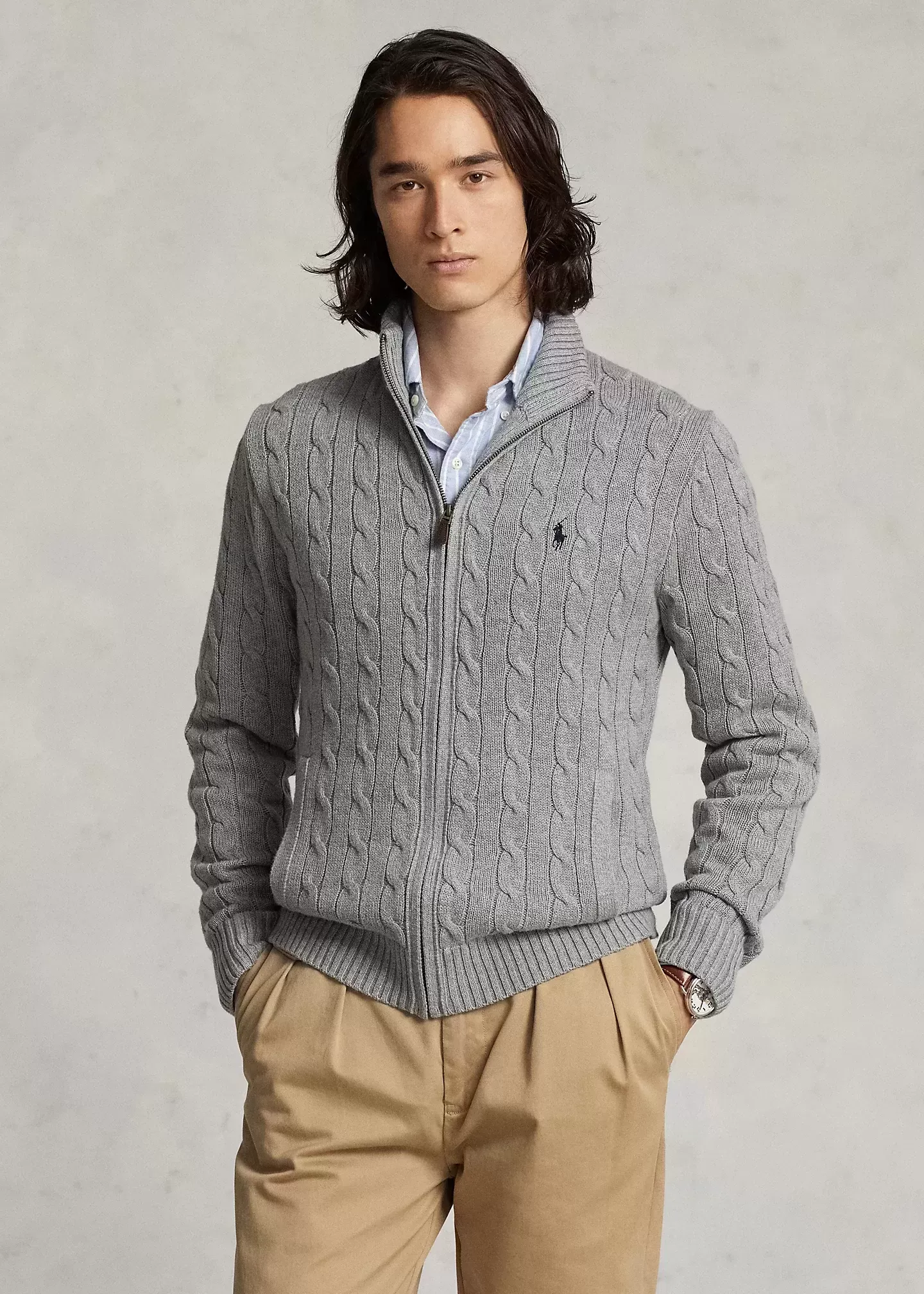 Polo Ralph Lauren Cable-Knit Cotton Full-Zip Sweater