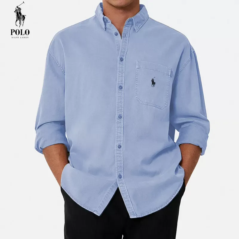 Ralph Lauren Men's Cotton Basic Denim Long Sleeve Shirt