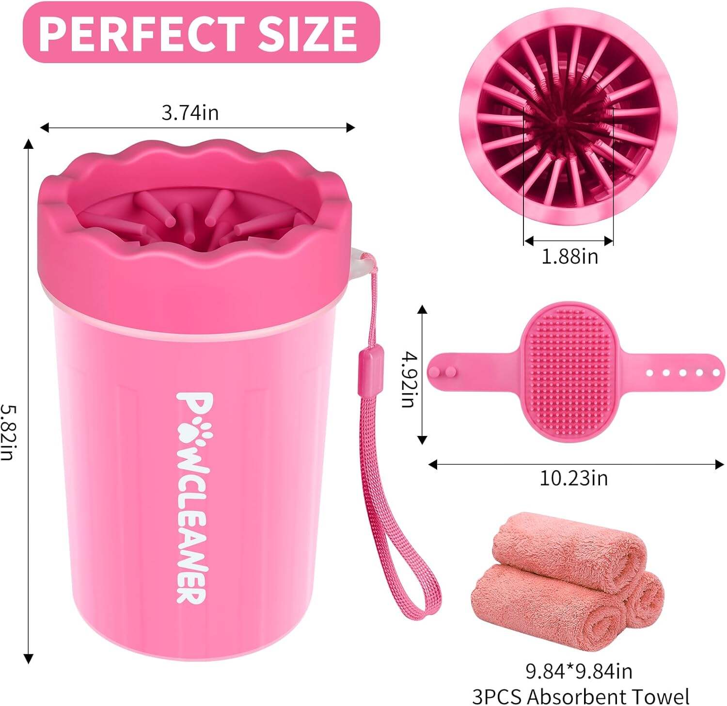 Dog Paw Cleaner, Dog Paw Washer, Paw Muddy Paw Cleaner, Pet Foot Cleaner for Small Medium Large Breed Dogs/Cats (with 3 absorbent towel)