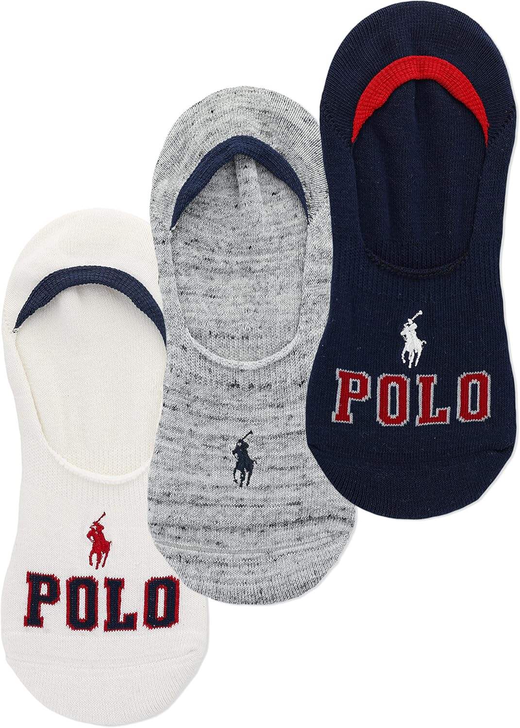 POLO RALPH LAUREN Men's Classic Sport Americana Sneaker Liner Socks - 3 Pair Pack - Non-Slip Heel