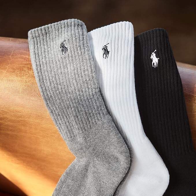 POLO RALPH LAUREN Men's Atheltic Performance Tech Low Cut Socks - 3 Pair Pack - Moisture Wicking Mesh