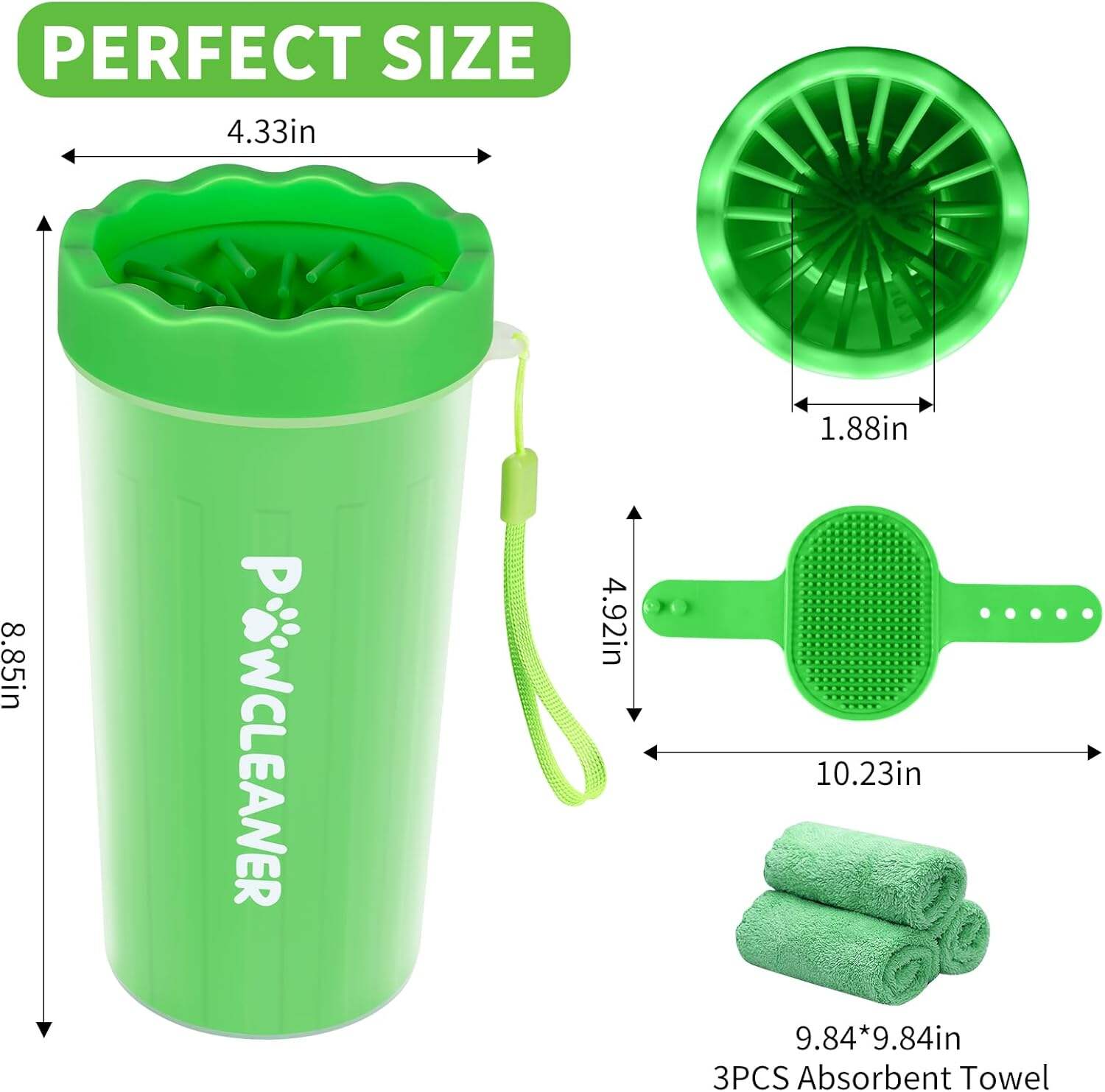 Dog Paw Cleaner, Dog Paw Washer, Paw Muddy Paw Cleaner, Pet Foot Cleaner for Small Medium Large Breed Dogs/Cats (with 3 absorbent towel)