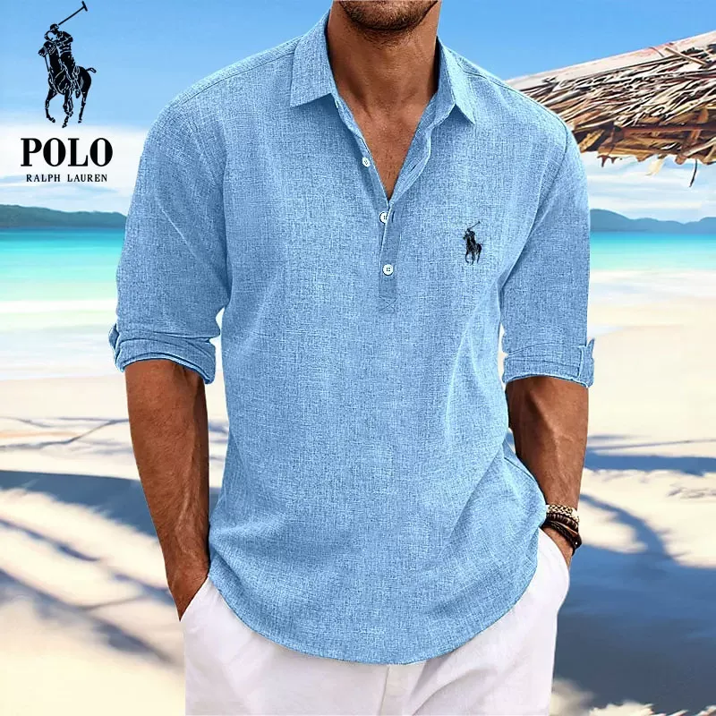Ralph Lauren Men's Lapel Beach Long Sleeve Shirt