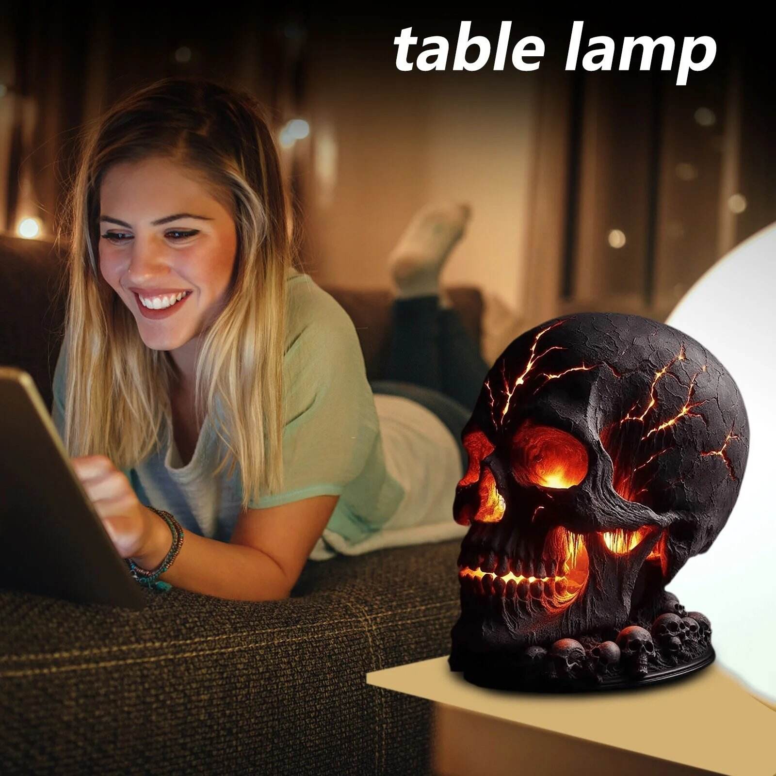 🎃Halloween Pre-sale 49% Off ☠️Gothic Lava Stone Skull Lamp