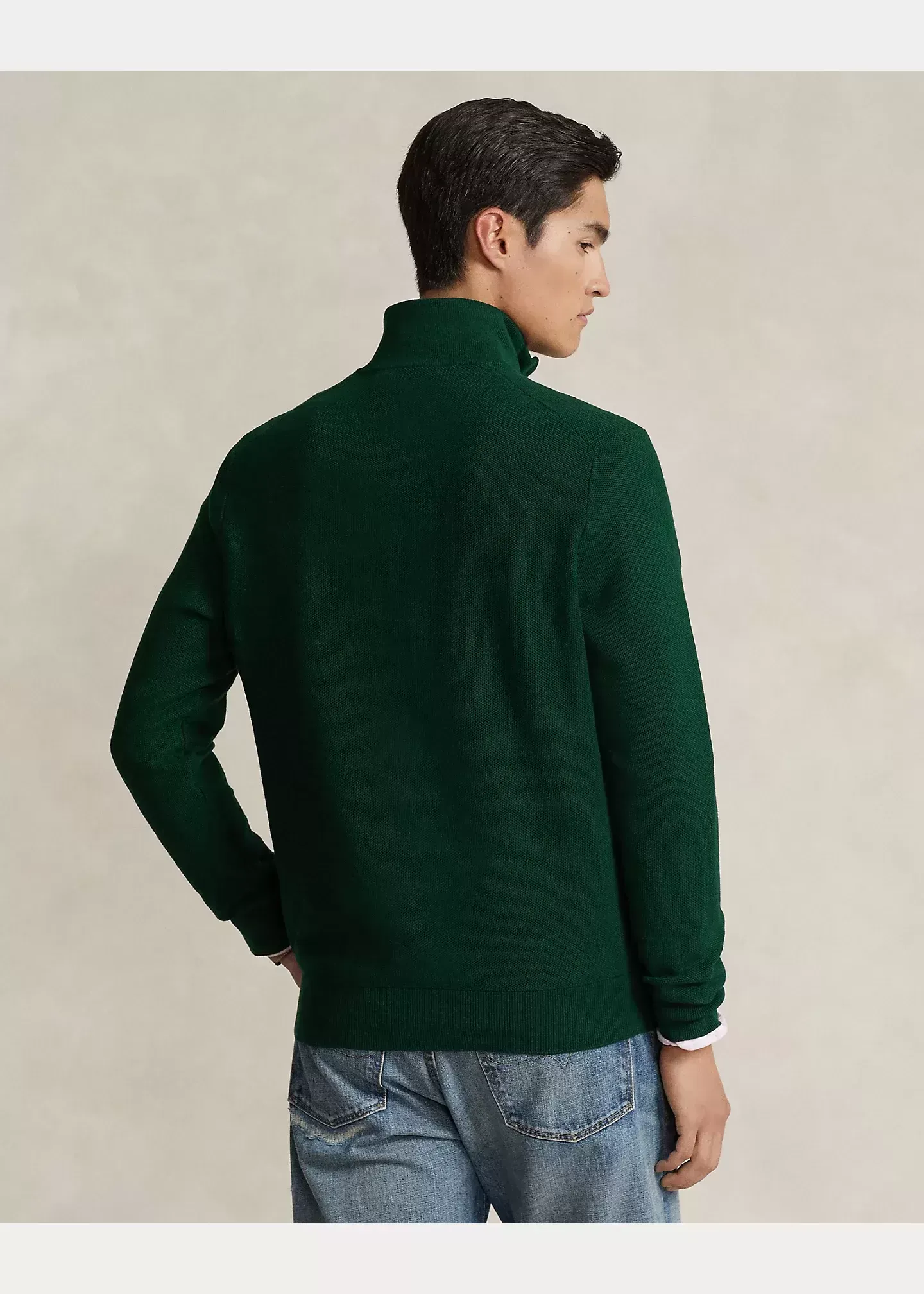 Polo Ralph Lauren Mesh-Knit Cotton Quarter-Zip Sweater
