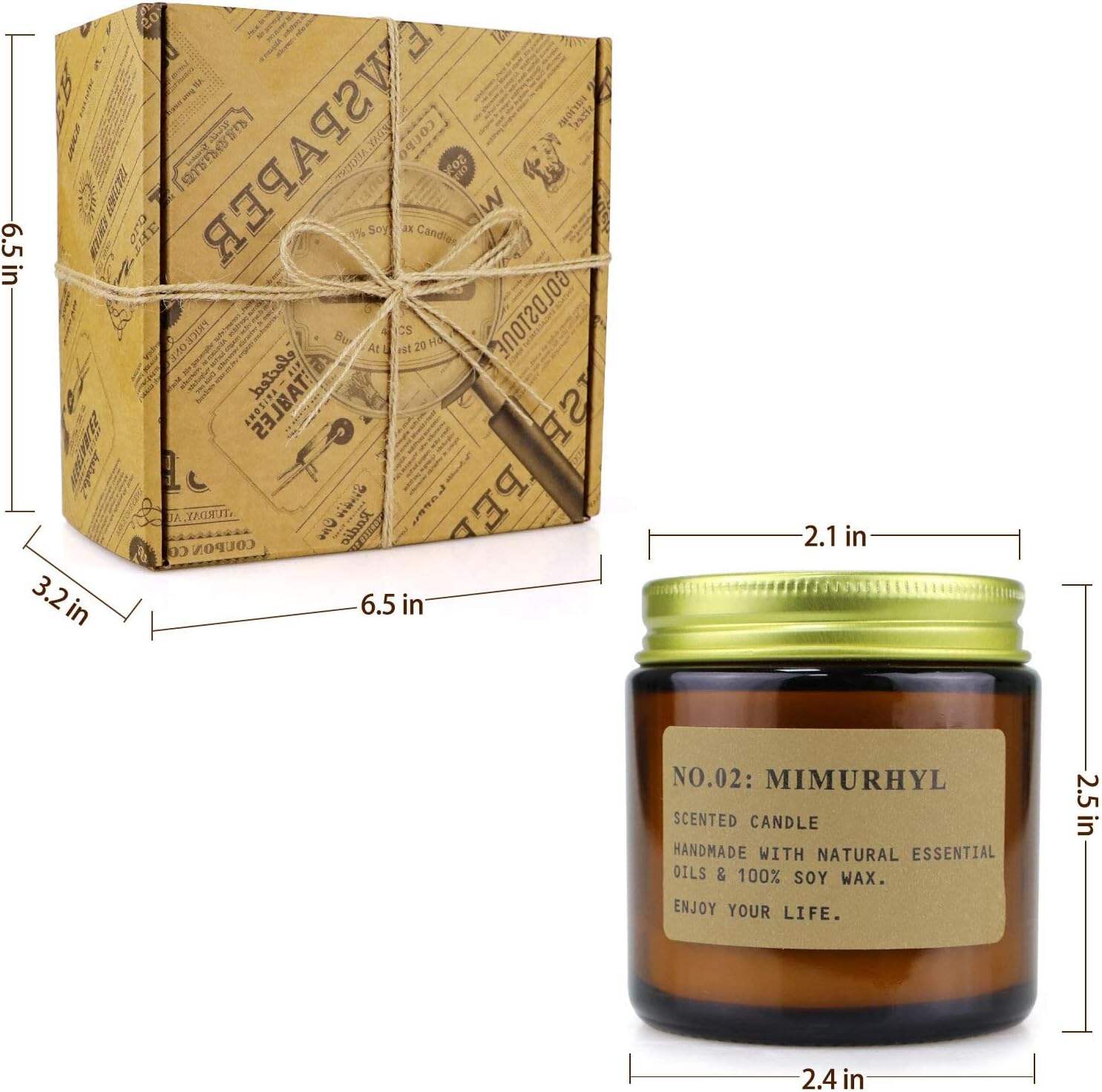 6 Pack Candles for Home Scented Aromatherapy Candle Gift Set for Women Soy Wax Long Lasting Amber Jar Candles Gift for Birthday Mother's Thanksgiving Day Present