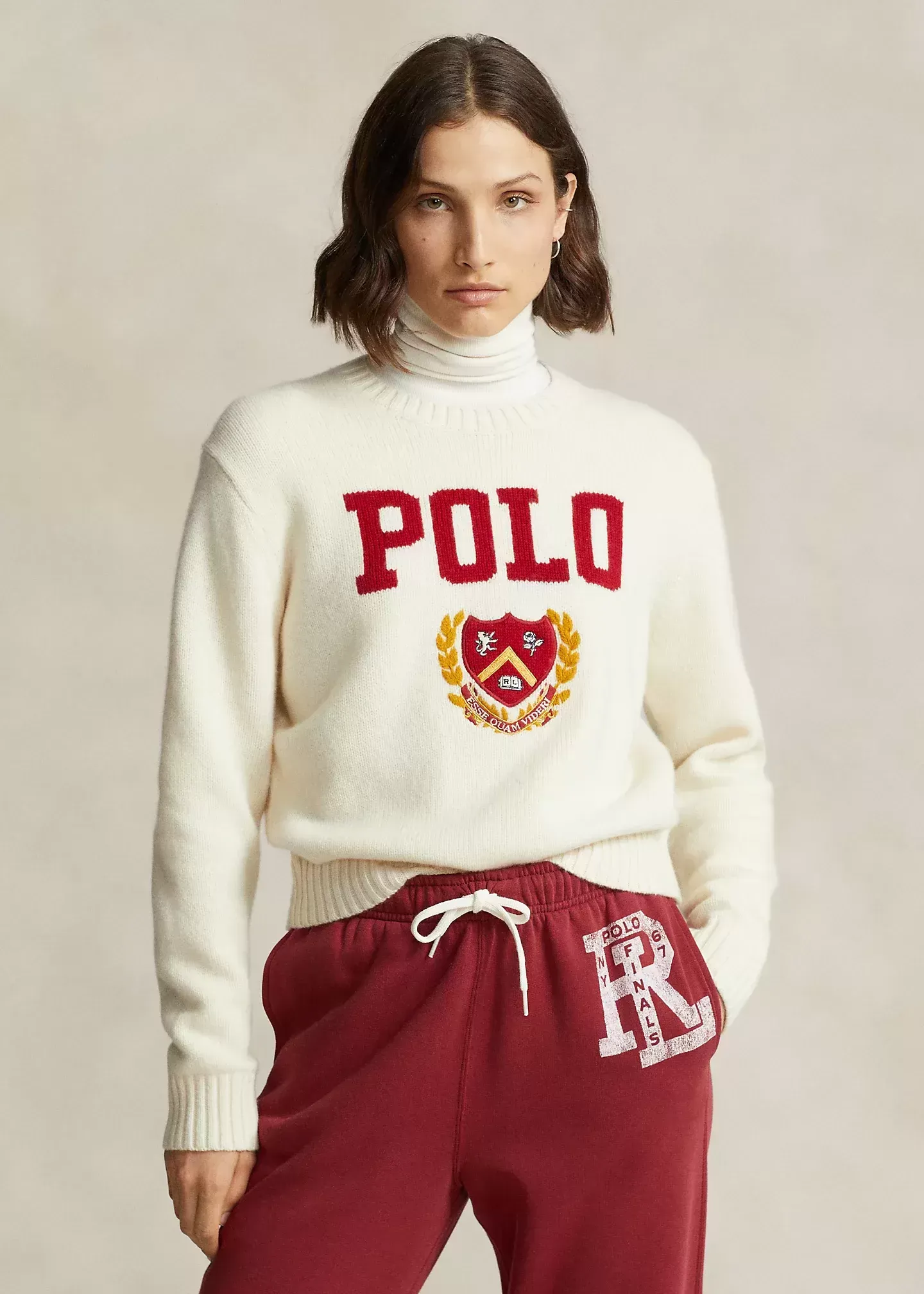 Polo Ralph Lauren Logo & Crest Wool Crewneck Sweater