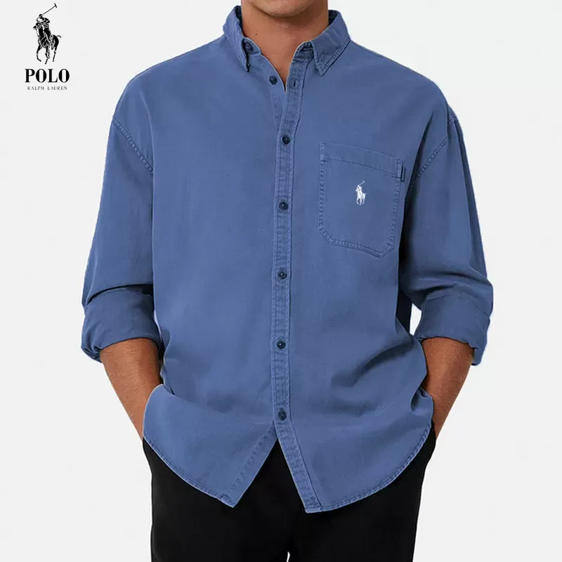 Ralph Lauren Men's Cotton Basic Denim Long Sleeve Shirt