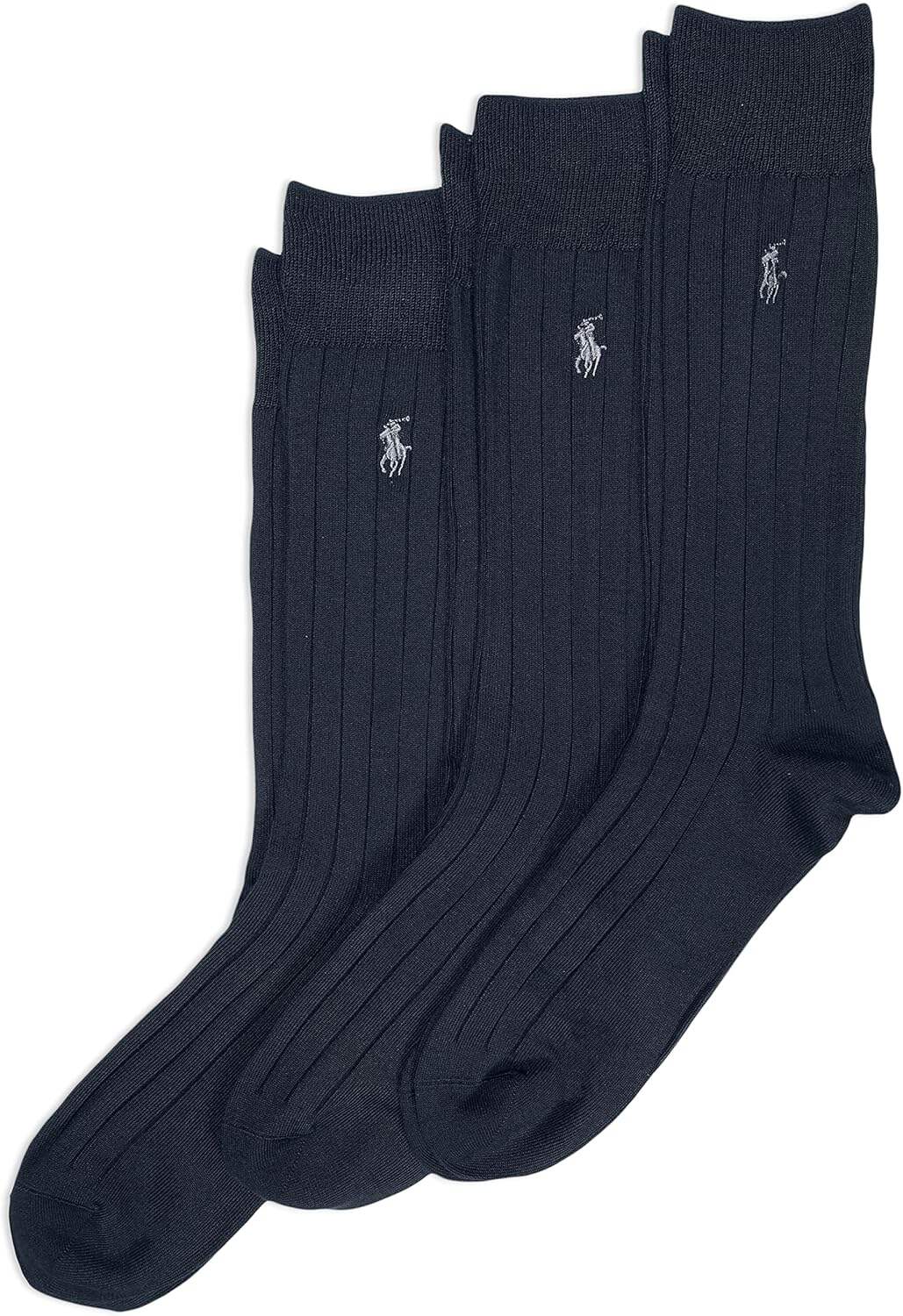 Polo Ralph Lauren Men's Super Soft Ribbed Dress Crew Socks -3 Pair Pack- Lightweight Comfort