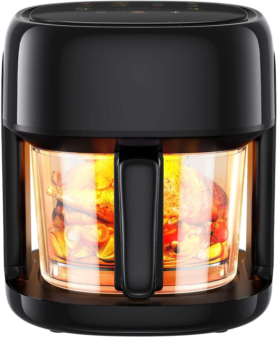 8-In-1 Glass Air Fryer, 5 QT Airfryer with Easy-View Glass Basket, Adjustable Temperature, Touch Panel Control, Circulating Heating, Compact and Large, Nonstick & Dishwasher Safe Fry Bowl