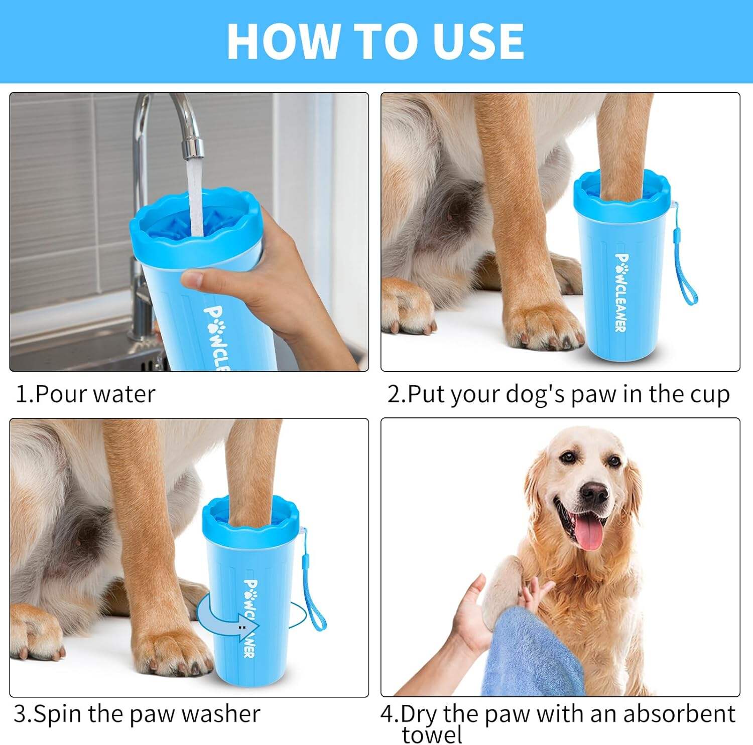 Dog Paw Cleaner, Dog Paw Washer, Paw Muddy Paw Cleaner, Pet Foot Cleaner for Small Medium Large Breed Dogs/Cats (with 3 absorbent towel)