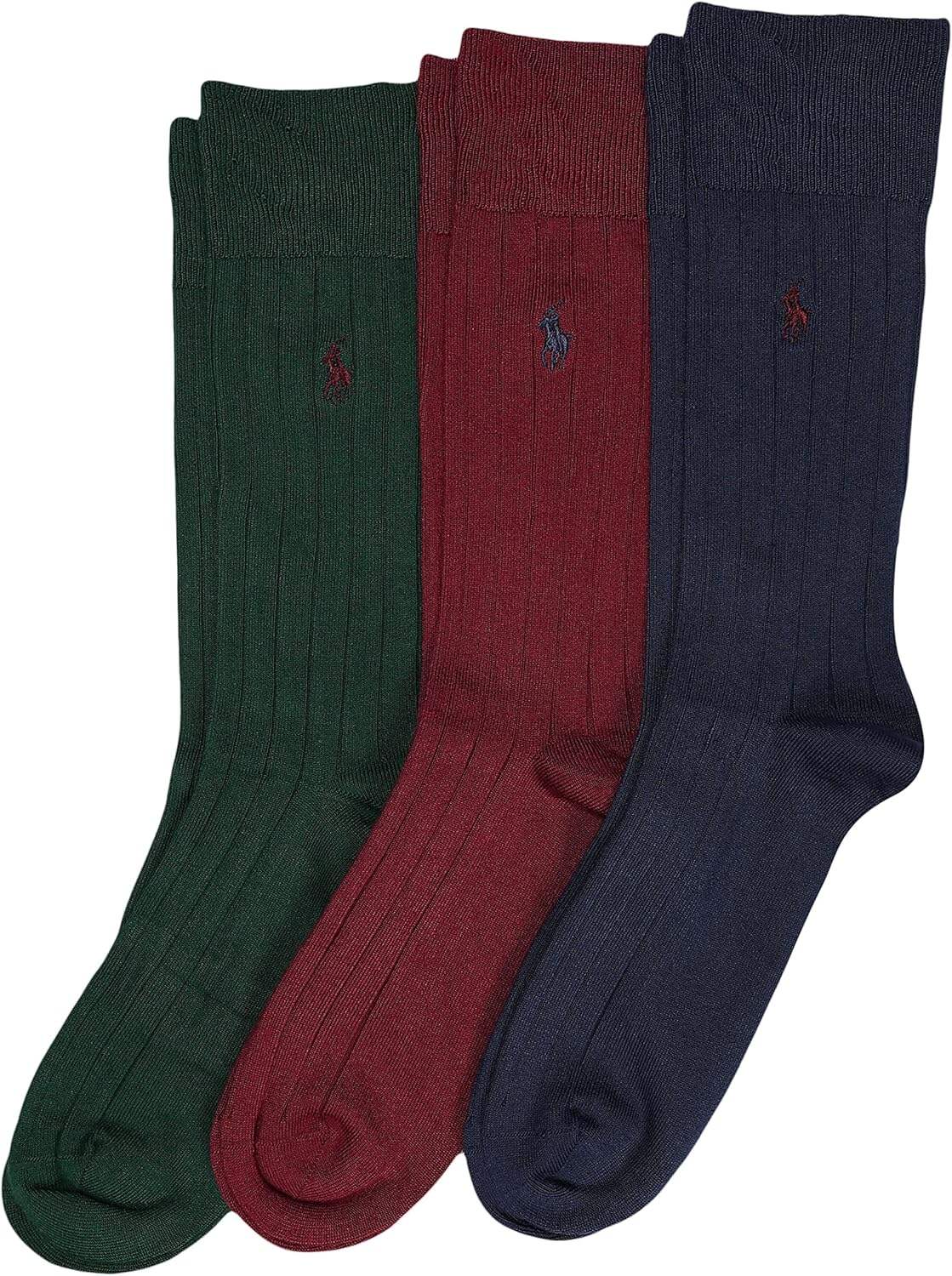 Polo Ralph Lauren Men's Super Soft Ribbed Dress Crew Socks -3 Pair Pack- Lightweight Comfort