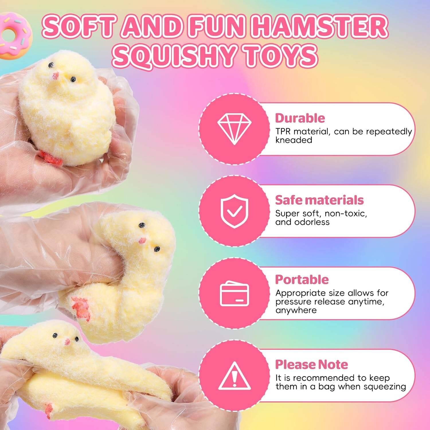 Big Taba Squishy Toys-3.15in, Handmade Ultra Soft Chick Taba Squishy Kit, Cute Fidget Toys Silicone Squeeze Toys for Kids & Adults Stress Relief