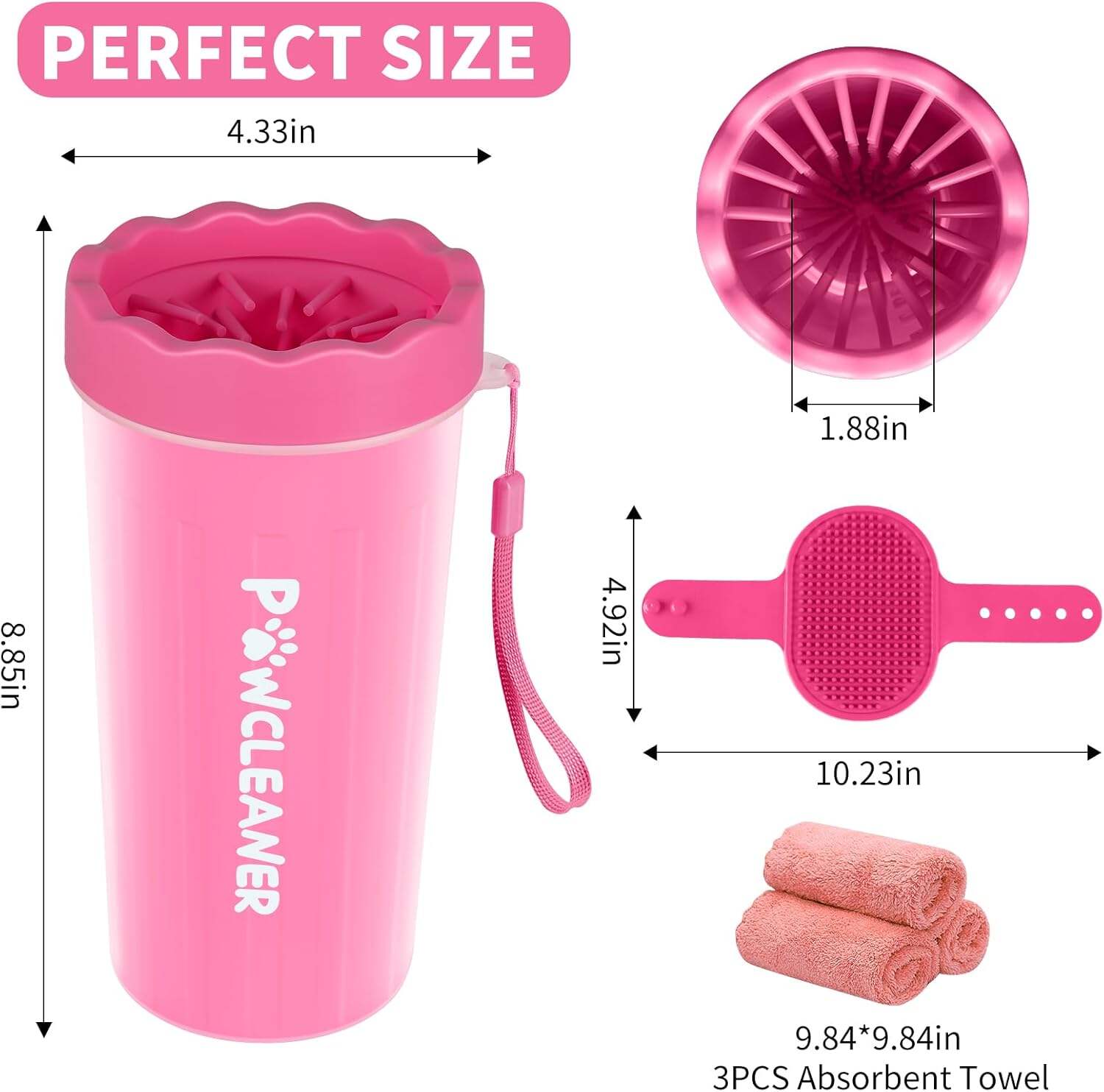 Dog Paw Cleaner, Dog Paw Washer, Paw Muddy Paw Cleaner, Pet Foot Cleaner for Small Medium Large Breed Dogs/Cats (with 3 absorbent towel)