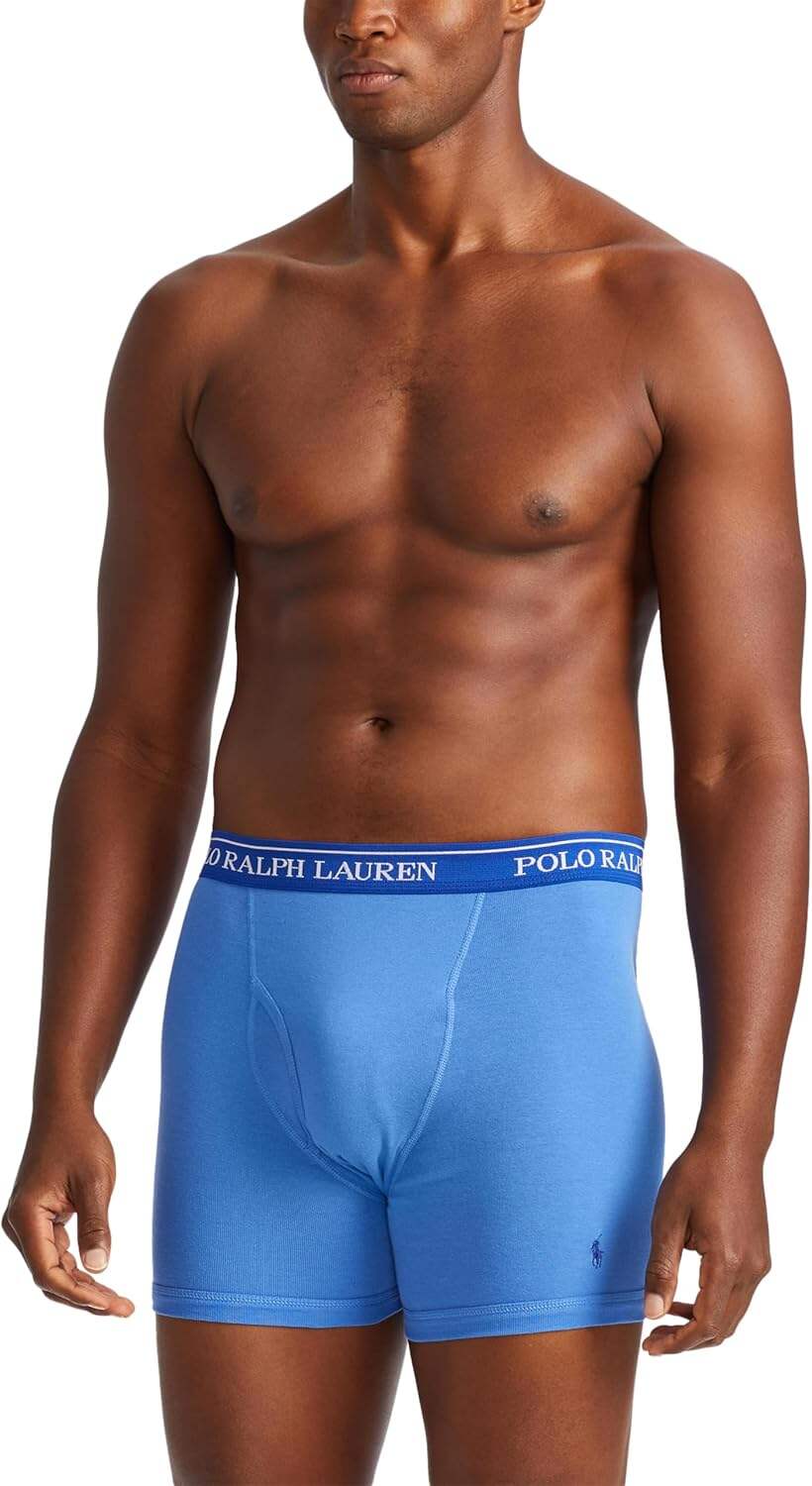 Polo Ralph Lauren Men's Classic Fit Cotton Boxer Briefs, Trunks & Long Leg Available (3 Pack)
