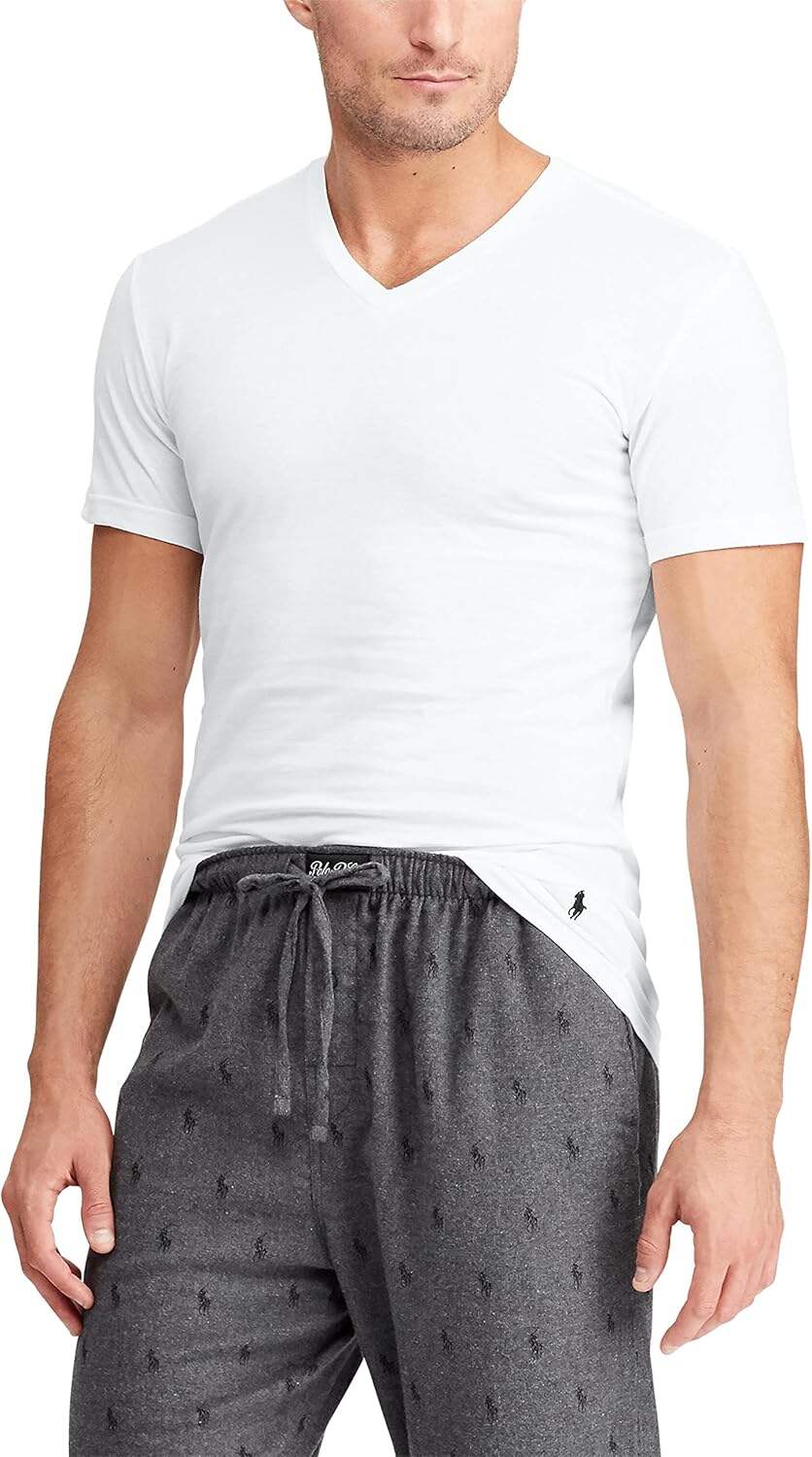 Polo Ralph Lauren Men's Slim Fit Cotton V-neck Undershirt 3-pack