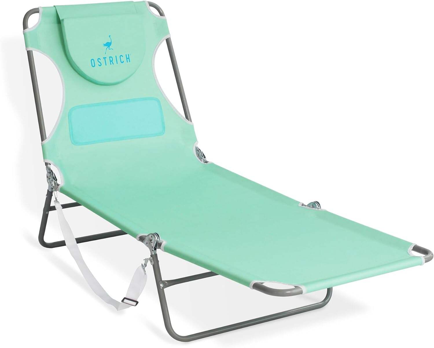 Ostrich Ladies Comfort Lounger, Foldable Beach Camping Pool Tanning Chair, Aqua