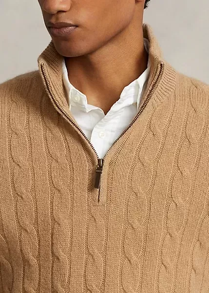 Polo Ralph Lauren Cable-Knit Cashmere Quarter-Zip Sweater