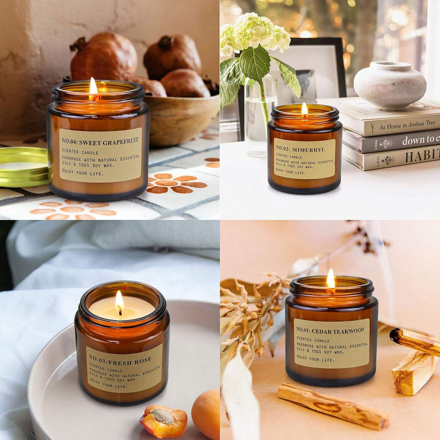 6 Pack Candles for Home Scented Aromatherapy Candle Gift Set for Women Soy Wax Long Lasting Amber Jar Candles Gift for Birthday Mother's Thanksgiving Day Present