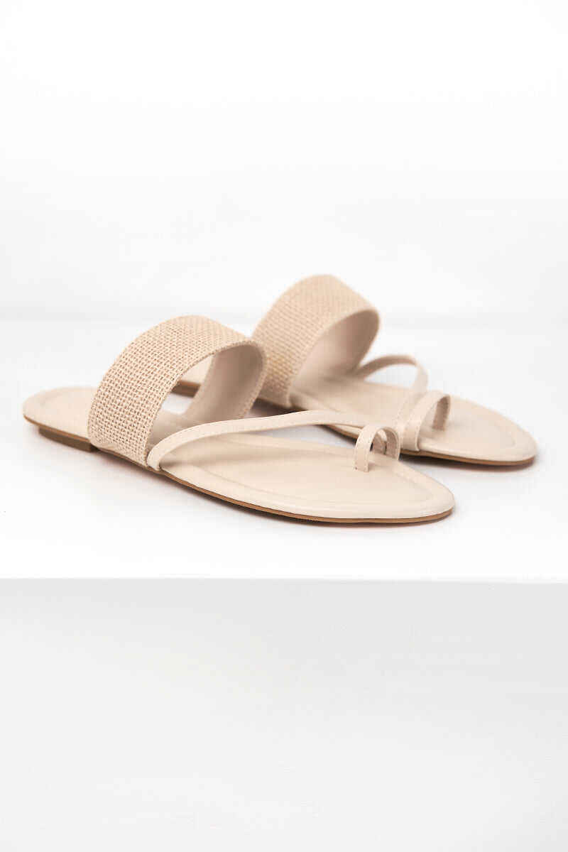 Cream Straw Spaghetti Shoes