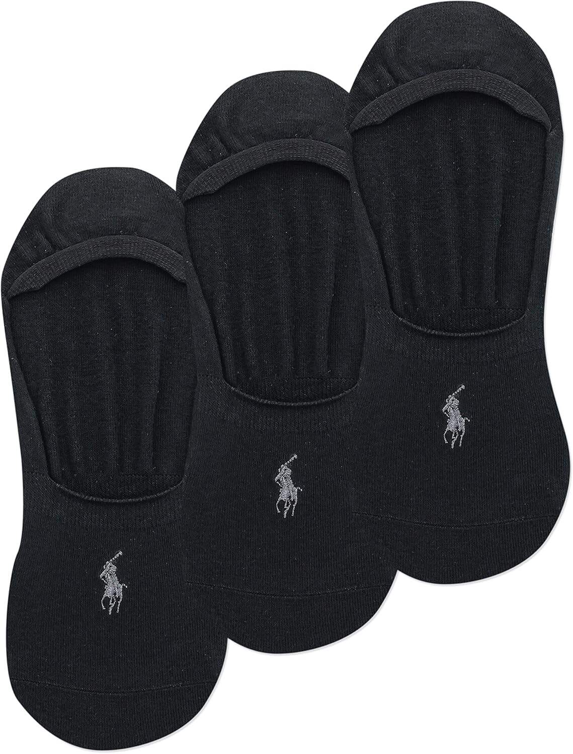 POLO RALPH LAUREN Dress Liner Socks - 3 Pair Pack - Lightweight Cotton Comfort With Non-slip Heel