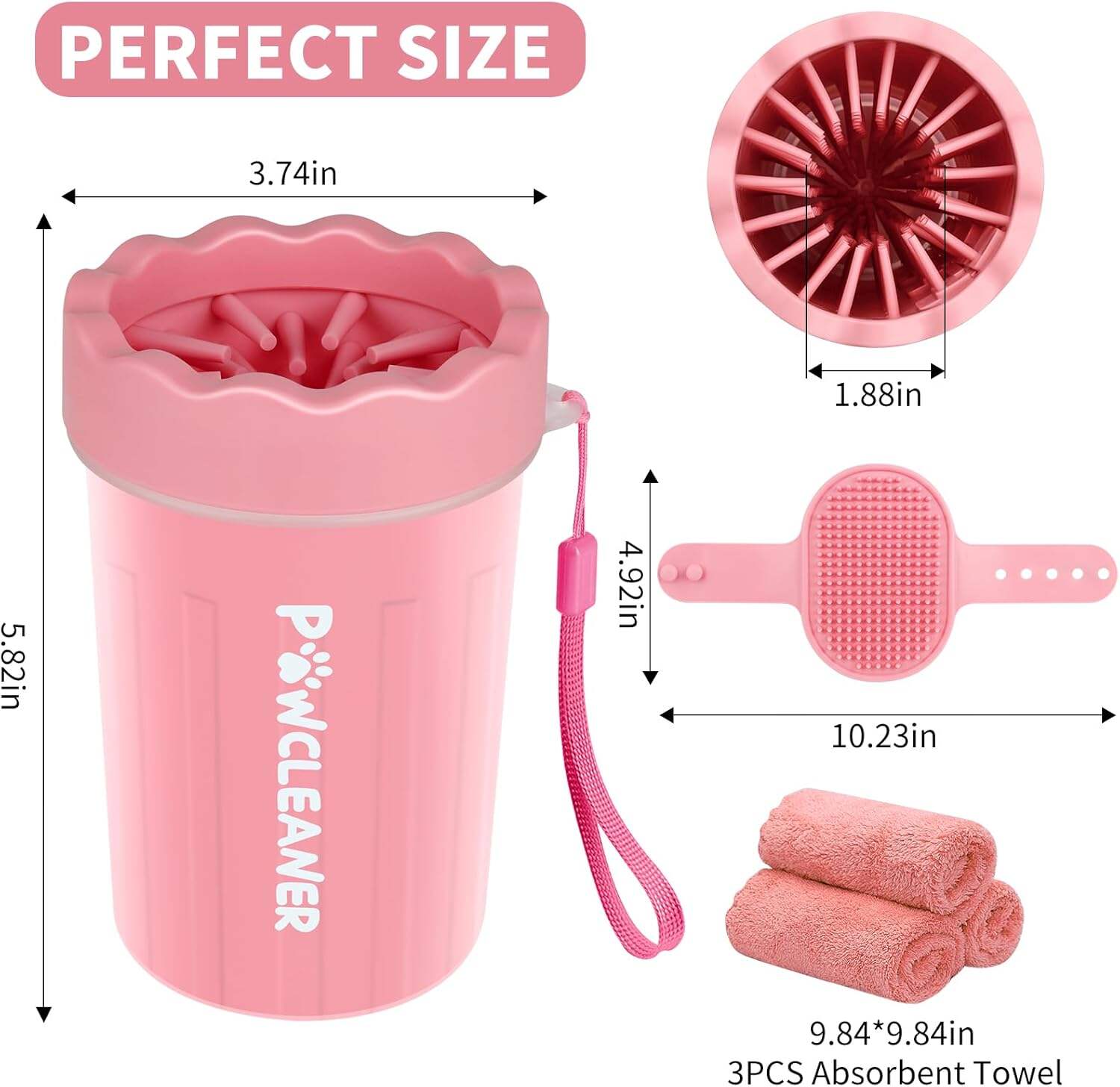 Dog Paw Cleaner, Dog Paw Washer, Paw Muddy Paw Cleaner, Pet Foot Cleaner for Small Medium Large Breed Dogs/Cats (with 3 absorbent towel)