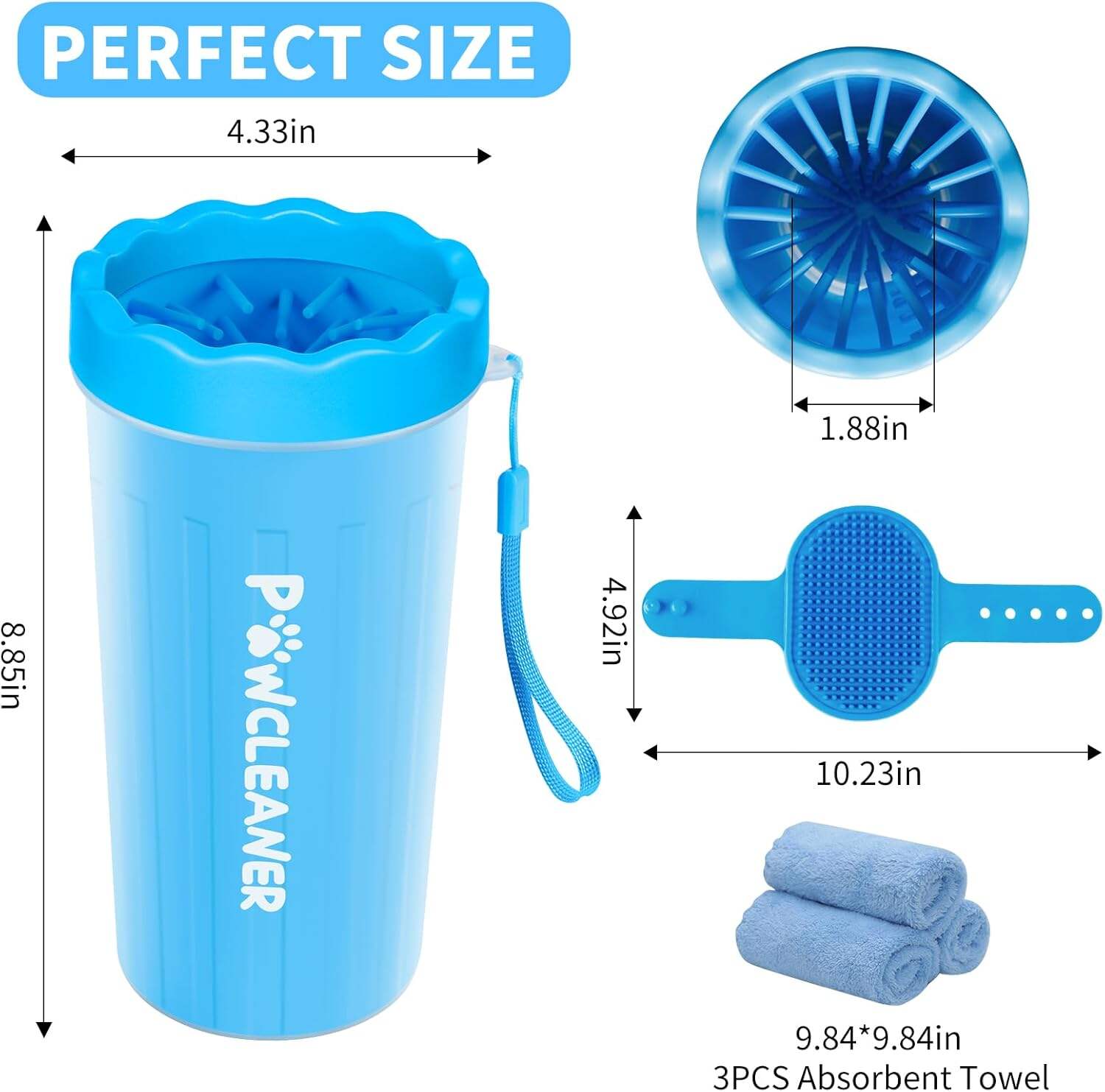 Dog Paw Cleaner, Dog Paw Washer, Paw Muddy Paw Cleaner, Pet Foot Cleaner for Small Medium Large Breed Dogs/Cats (with 3 absorbent towel)