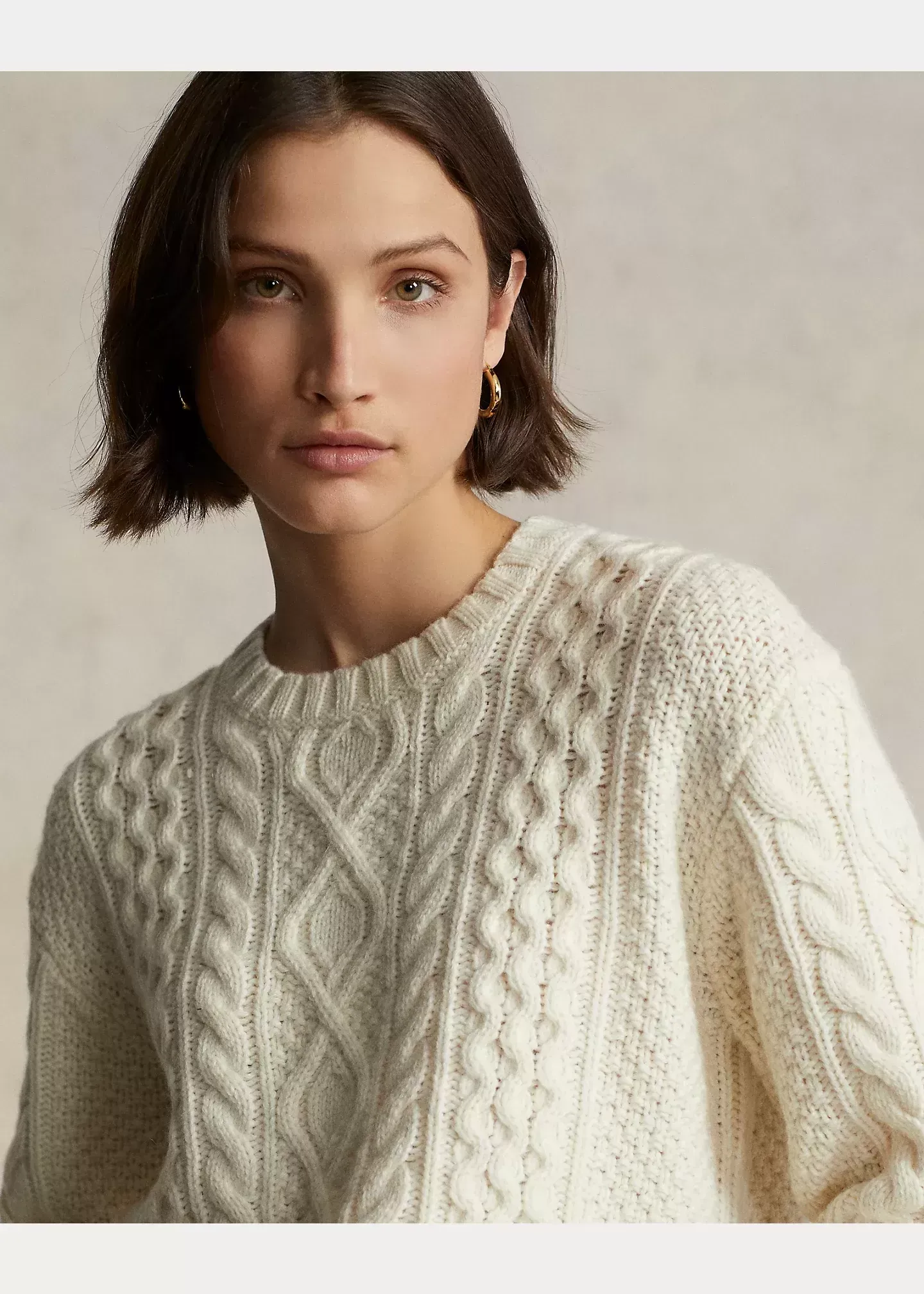 Polo Ralph Lauren Aran-Knit Wool-Blend Crewneck Sweater
