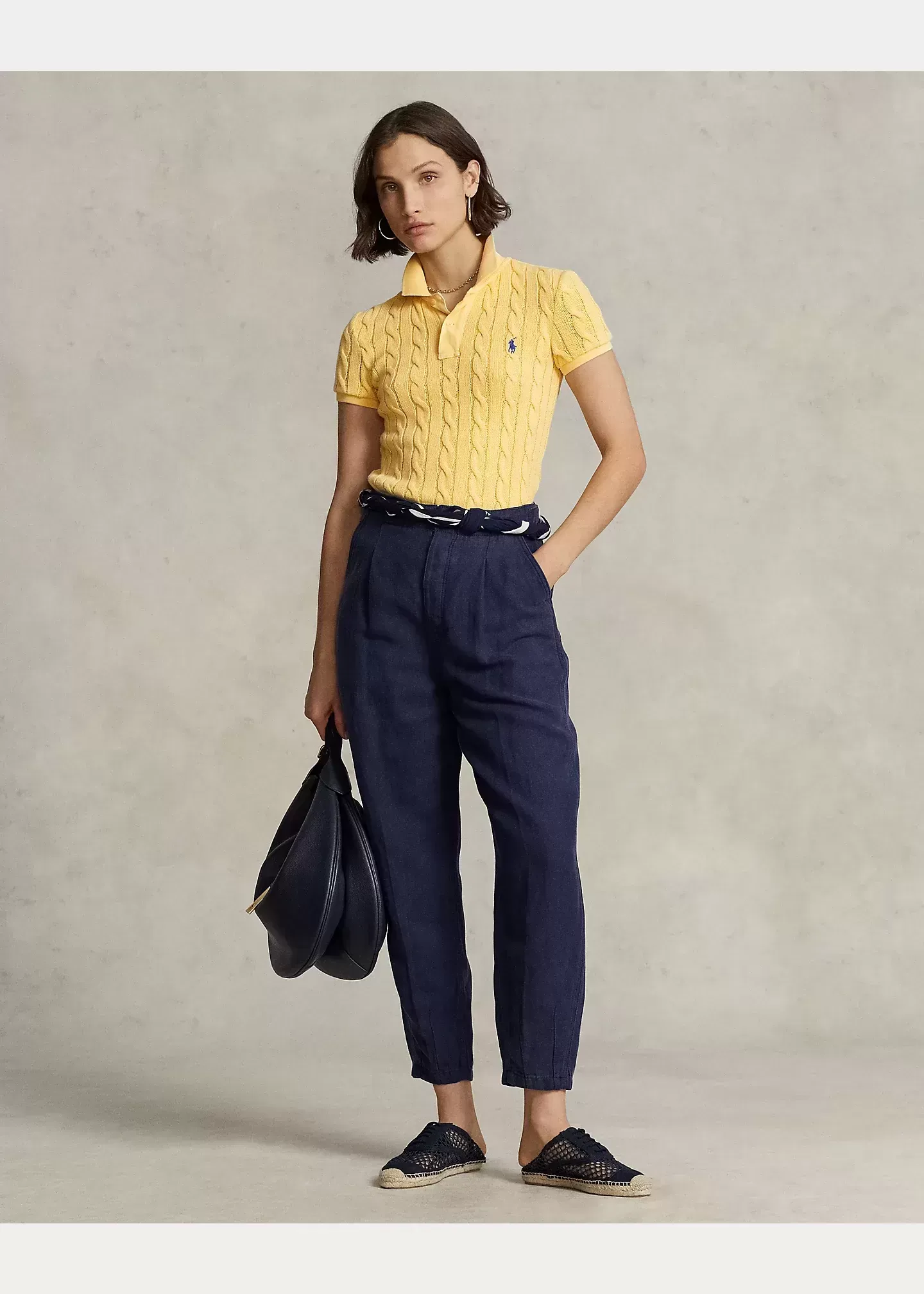 Polo Ralph Lauren Slim Fit Cable-Knit Polo Shirt
