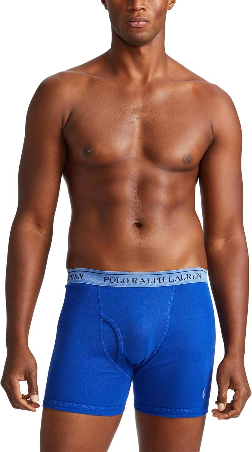 Polo Ralph Lauren Men's Classic Fit Cotton Boxer Briefs, Trunks & Long Leg Available (3 Pack)