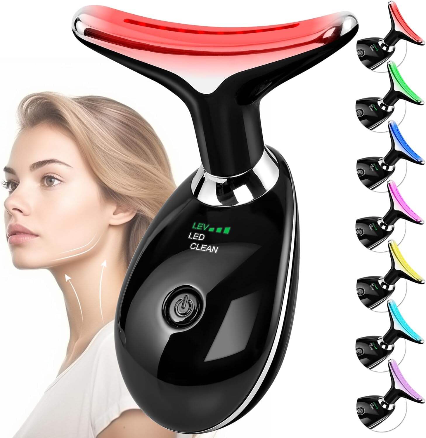 Facial Massager Red-Light-Therapy-for-Face and Neck, Face 𝖲 culpting Wand with 7 Color