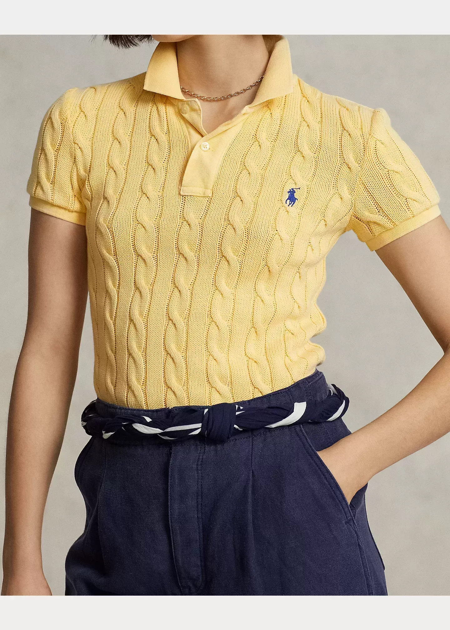 Polo Ralph Lauren Slim Fit Cable-Knit Polo Shirt