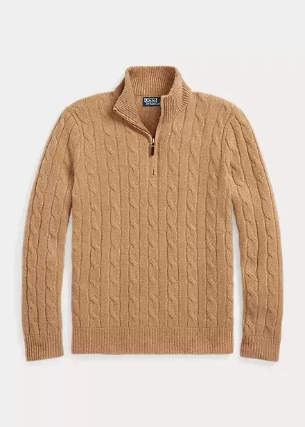 Polo Ralph Lauren Cable-Knit Cashmere Quarter-Zip Sweater