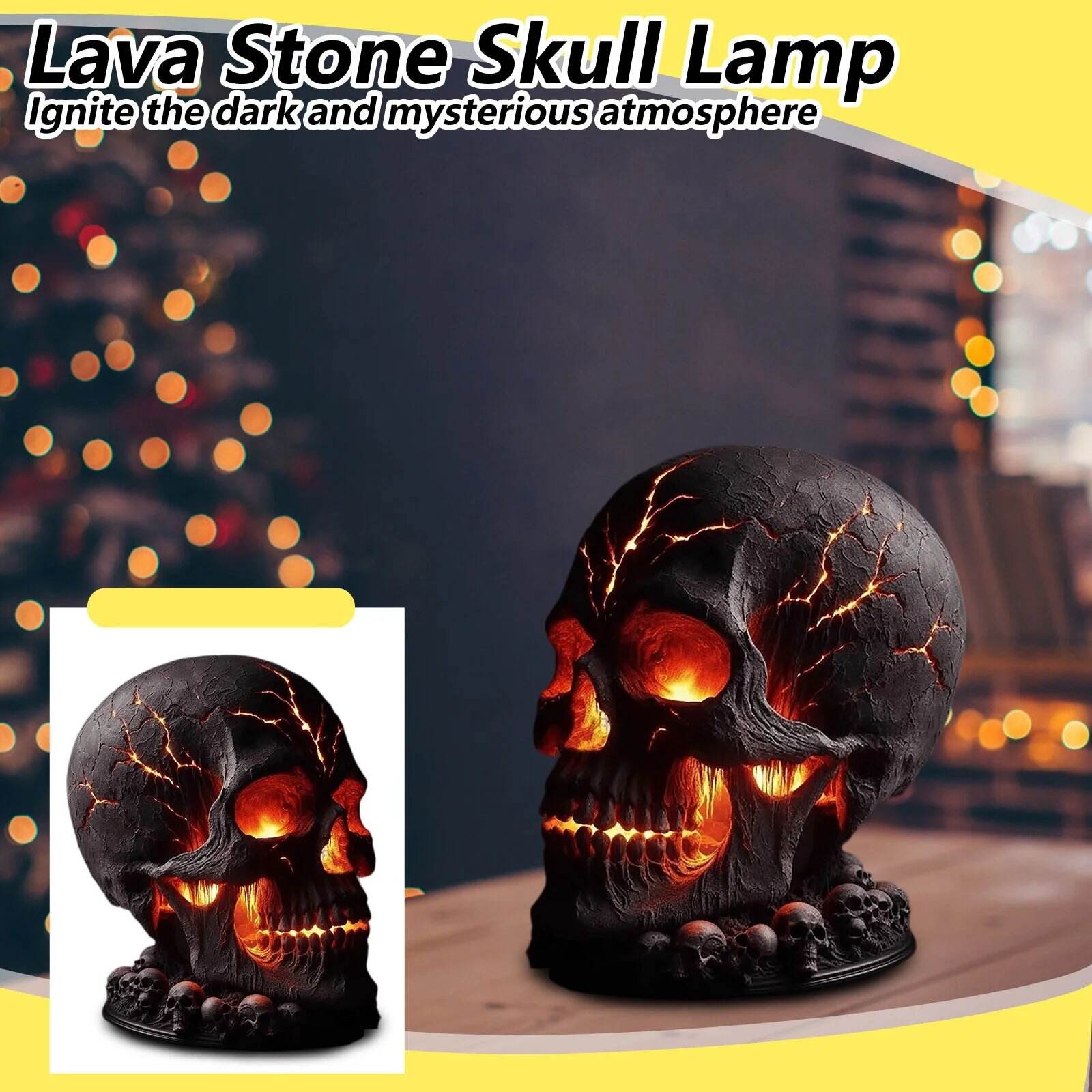 🎃Halloween Pre-sale 49% Off ☠️Gothic Lava Stone Skull Lamp