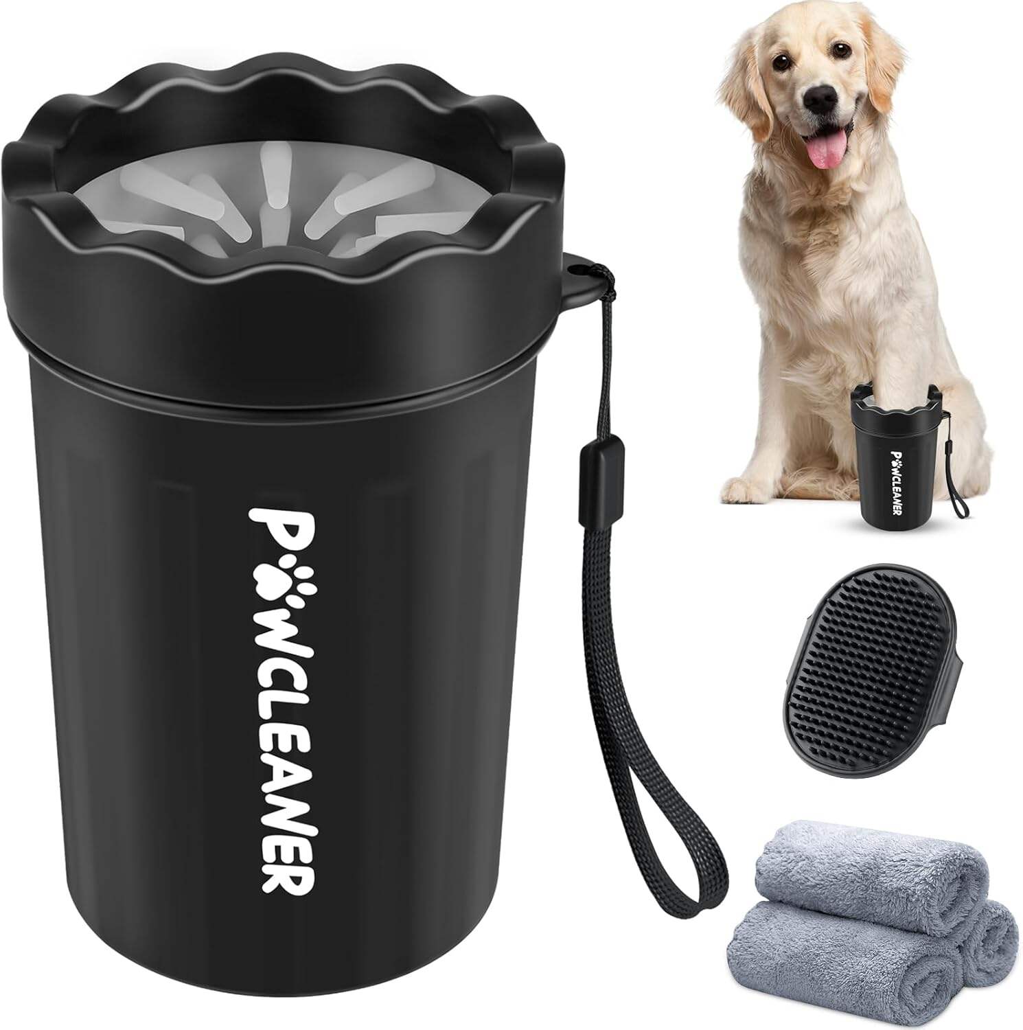 Dog Paw Cleaner, Dog Paw Washer, Paw Muddy Paw Cleaner, Pet Foot Cleaner for Small Medium Large Breed Dogs/Cats (with 3 absorbent towel)